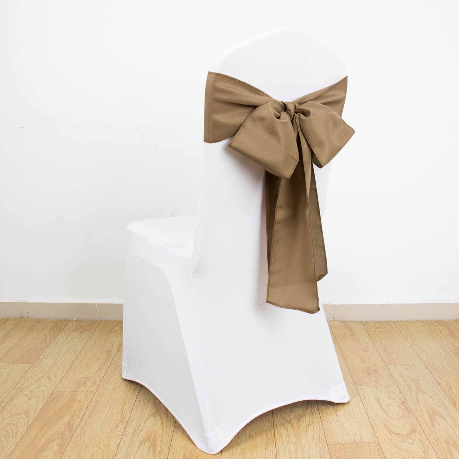 Hot Sale! 5-Piece Set of Taupe Polyester Chair Sashes, 6x108 Inches