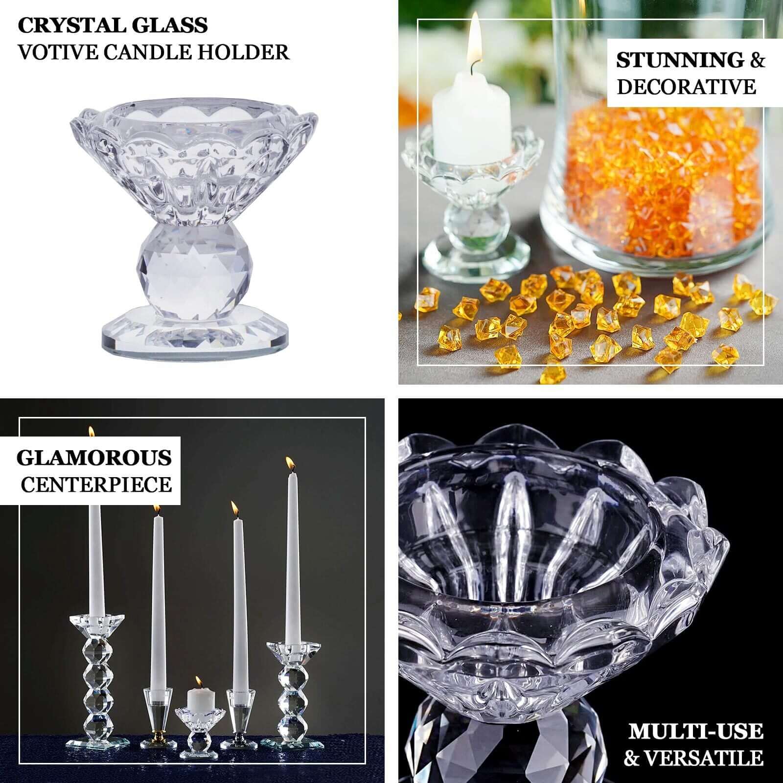 Gemcut Crystal Glass Prism Votive Candle Holder - Ideal for Decor! 2.5" Tall