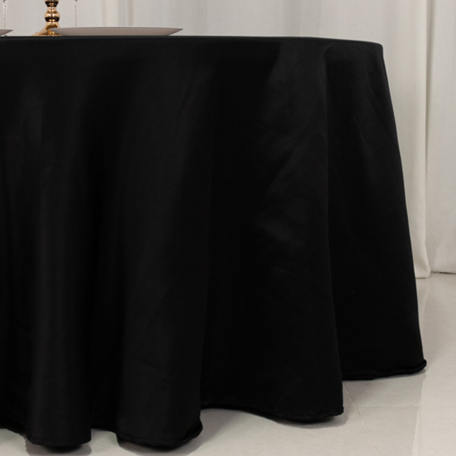 Exclusive Black Lamour Satin 120-Inch Round Tablecloth for Upscale Gatherings