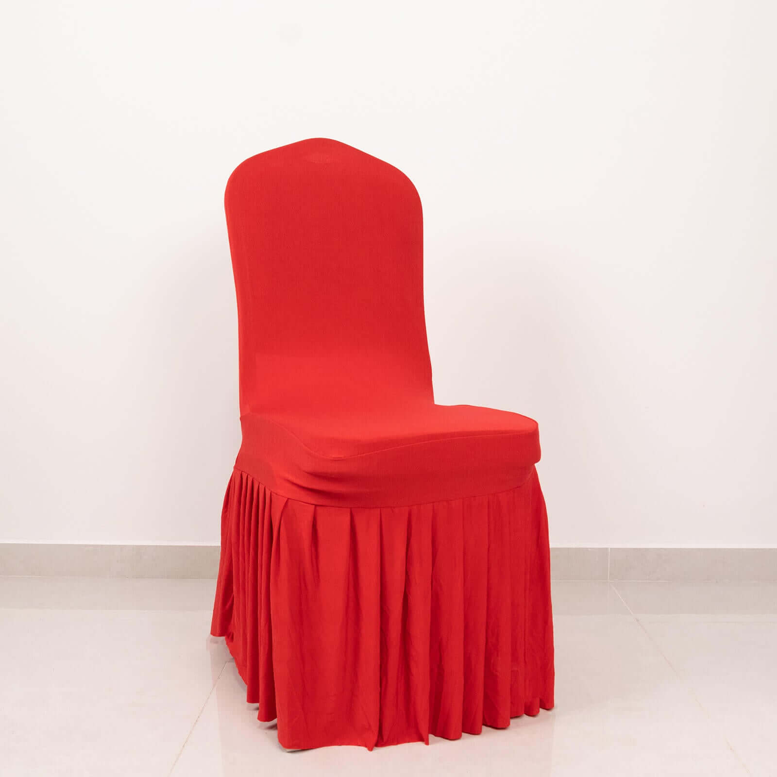 Hot Deal! Red Spandex Stretch Chair Cover with Ruffle Pleated Skirt for Banquet Chairs (1-Piece)