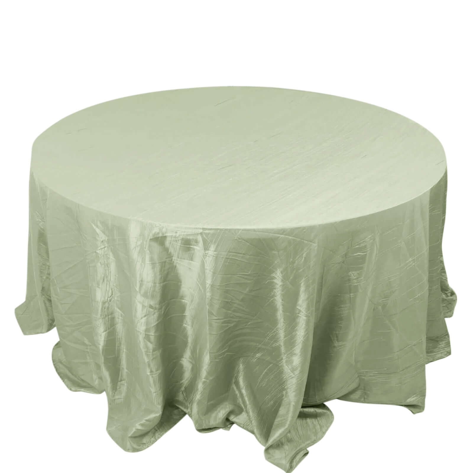 Hot Deal! Seamless Accordion Crinkle Sage Green Taffeta 132 Round Tablecloth for Events