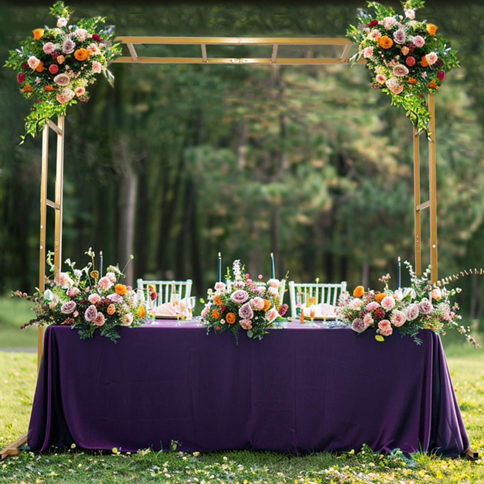 Exclusive 6ft x 6ft Gold Freestanding Square Arbor Backdrop Stand for Table - Ideal for Decor