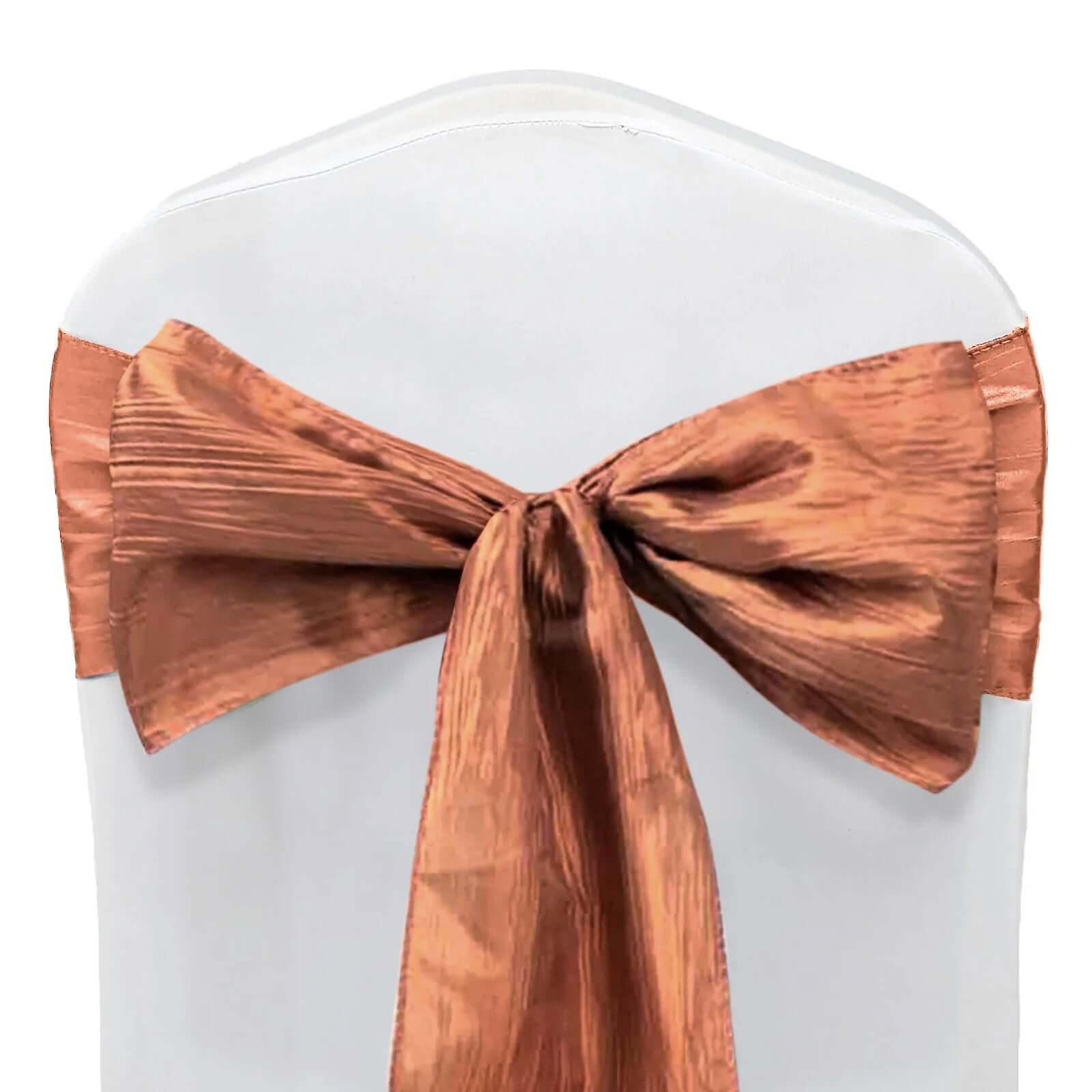5-Piece Terracotta (Rust) Accordion Crinkle Taffeta Chair Sashes 6x106 - Ideal for Weddings & Gatherings