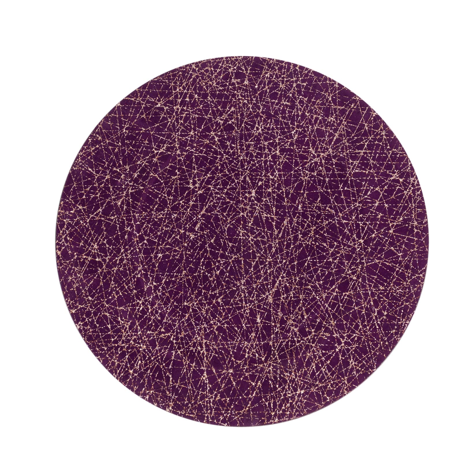 6-Piece Set of 13-Inch Purple Acrylic Round Charger Plates with Gold Glitter Abstract Design - Ideal for Parties