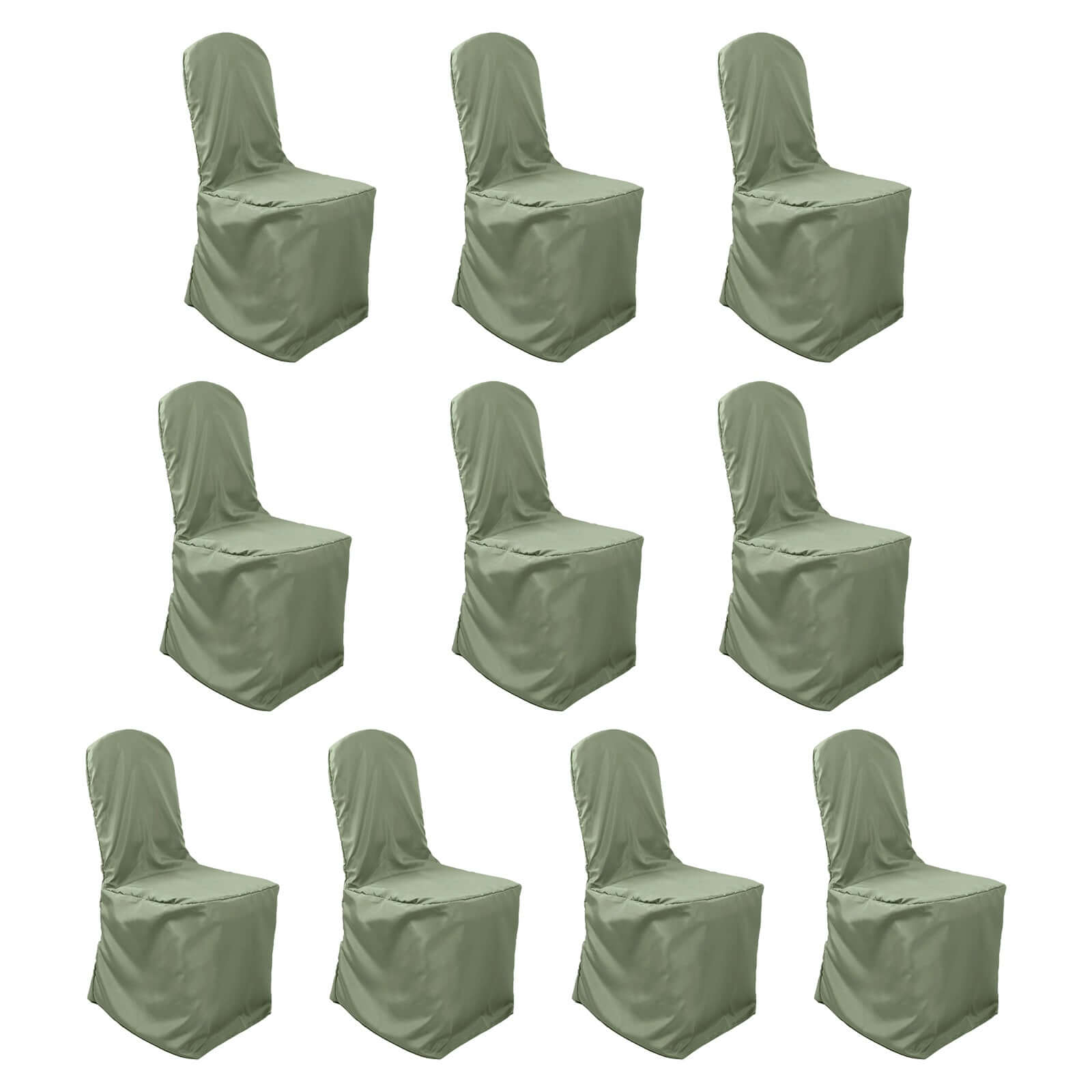 10-Piece Stain-Resistant Polyester Slip-On Chair Covers in Dusty Sage Green for Banquets