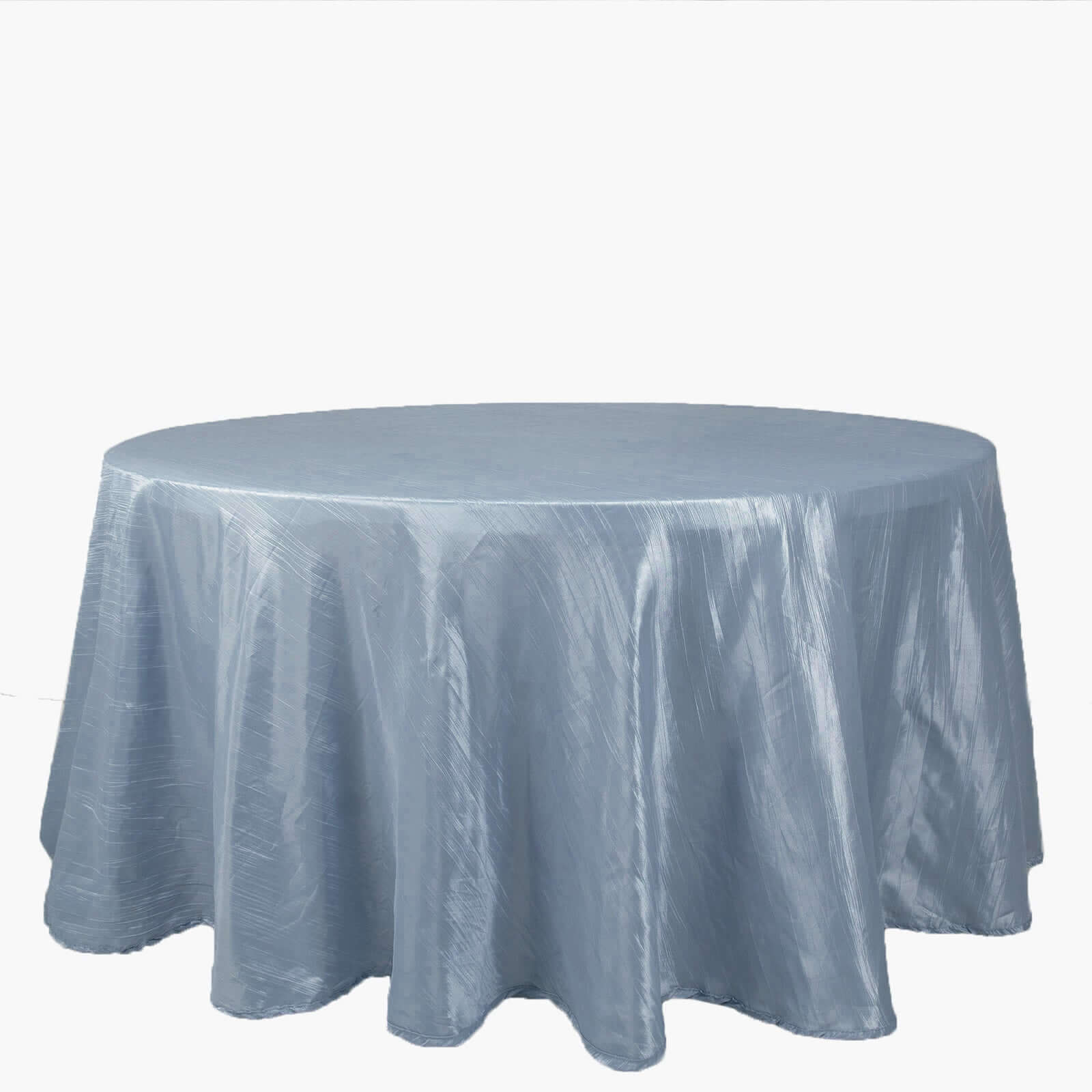 Seamless Accordion Crinkle 120-Inch Dusty Blue Round Taffeta Tablecloth