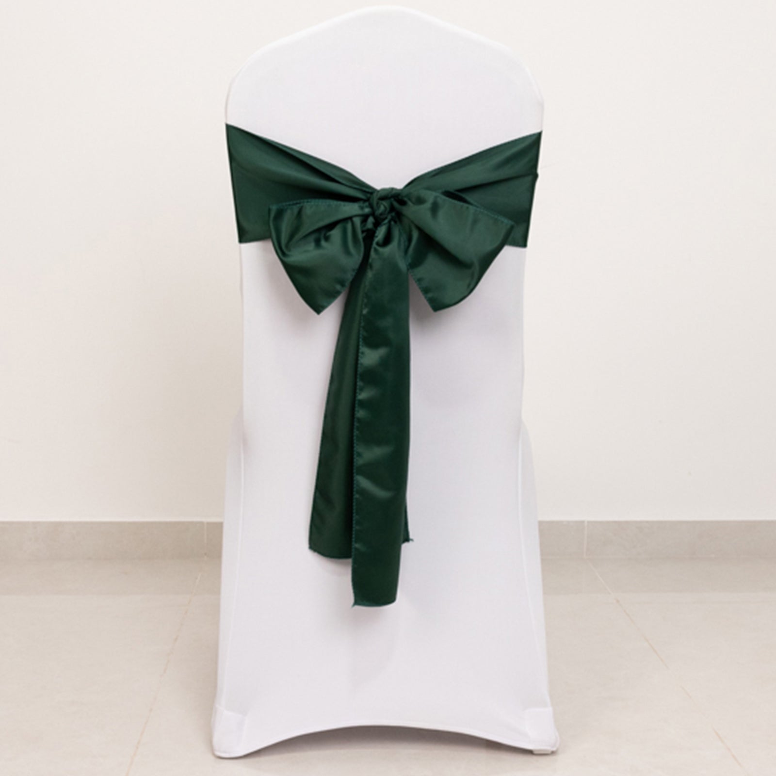 5-Piece Lamour Satin Hunter Emerald Green 6x106 Chair Sashes - Reusable Decorative Bows