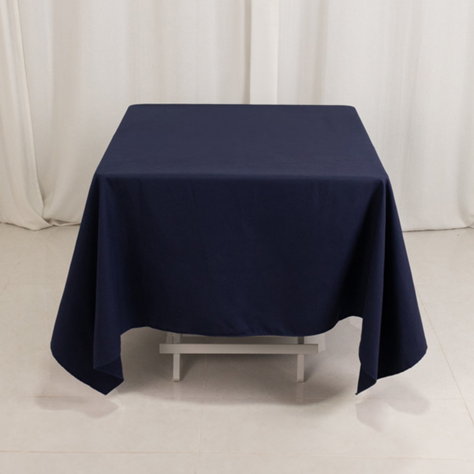 Wrinkle-Resistant Navy Blue 70x70 Cotton Blend Square Tablecloth