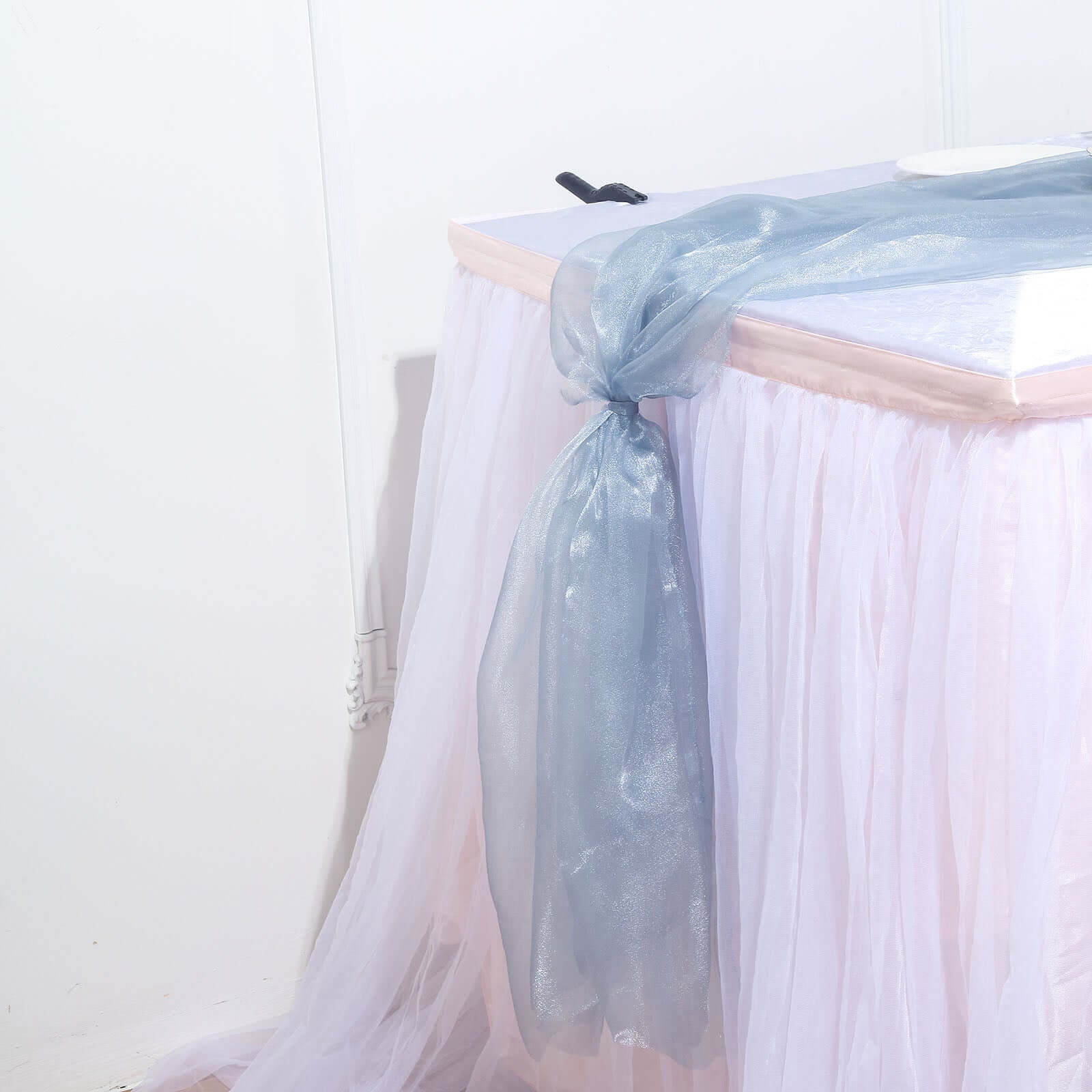 12-Foot Wide, 10-Yard Long Dusty Blue Sheer Chiffon Fabric Bolt for DIY
