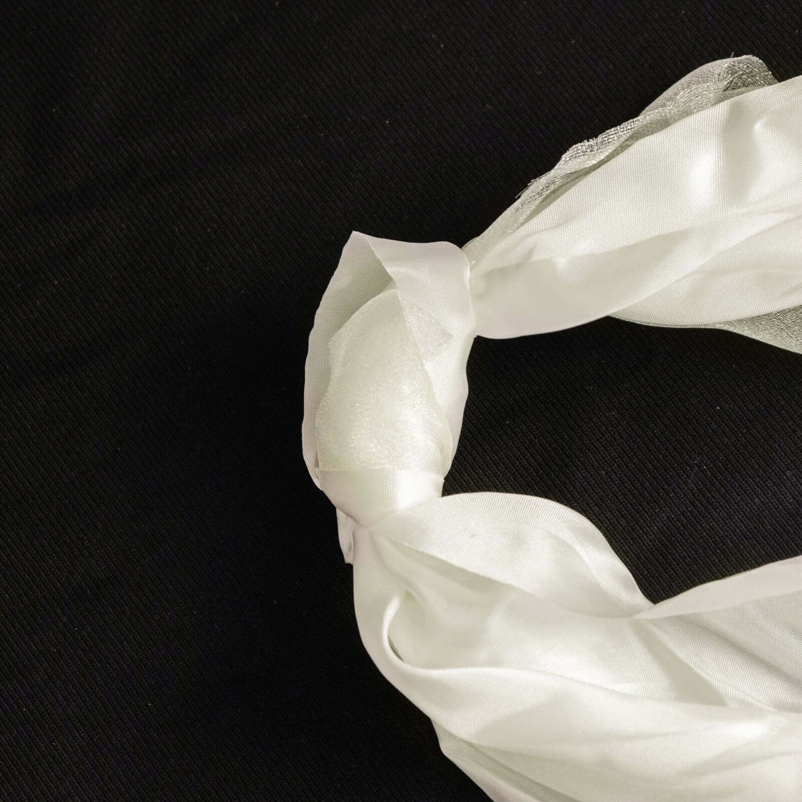5-Pack Ivory Chiffon Satin Chair Sashes with Curly Willow Style - Easy Installation