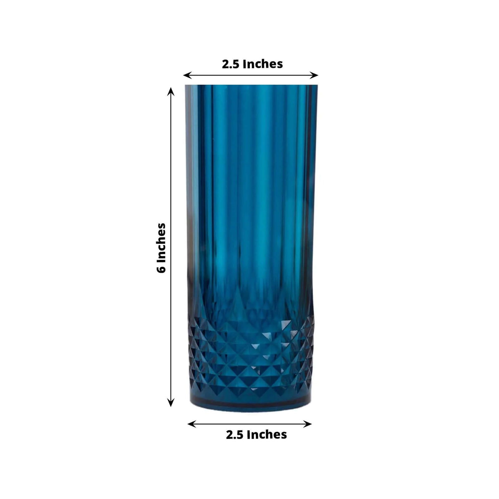 Hot Deal! 6-Pack Shatterproof 14oz Navy Blue Plastic Cocktail Tumblers with Crystal Cut Style