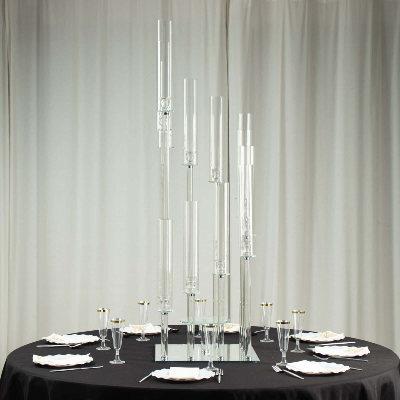 4.5ft Crystal Glass Cluster Candelabra Pedestal Stand - Ideal Table Centerpiece