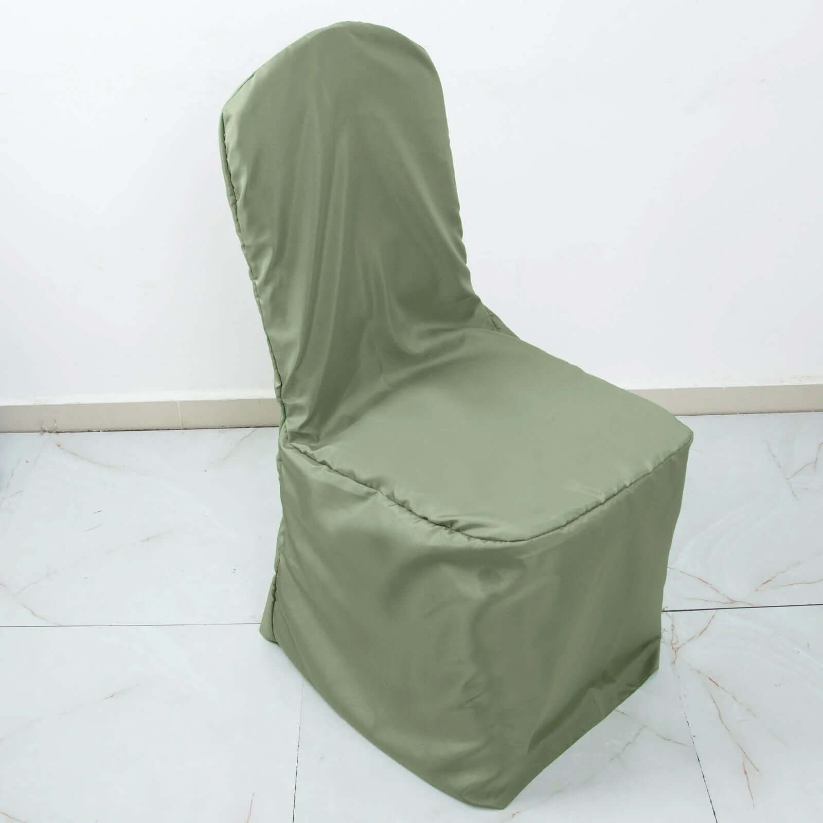 10-Piece Stain-Resistant Polyester Slip-On Chair Covers in Dusty Sage Green for Banquets