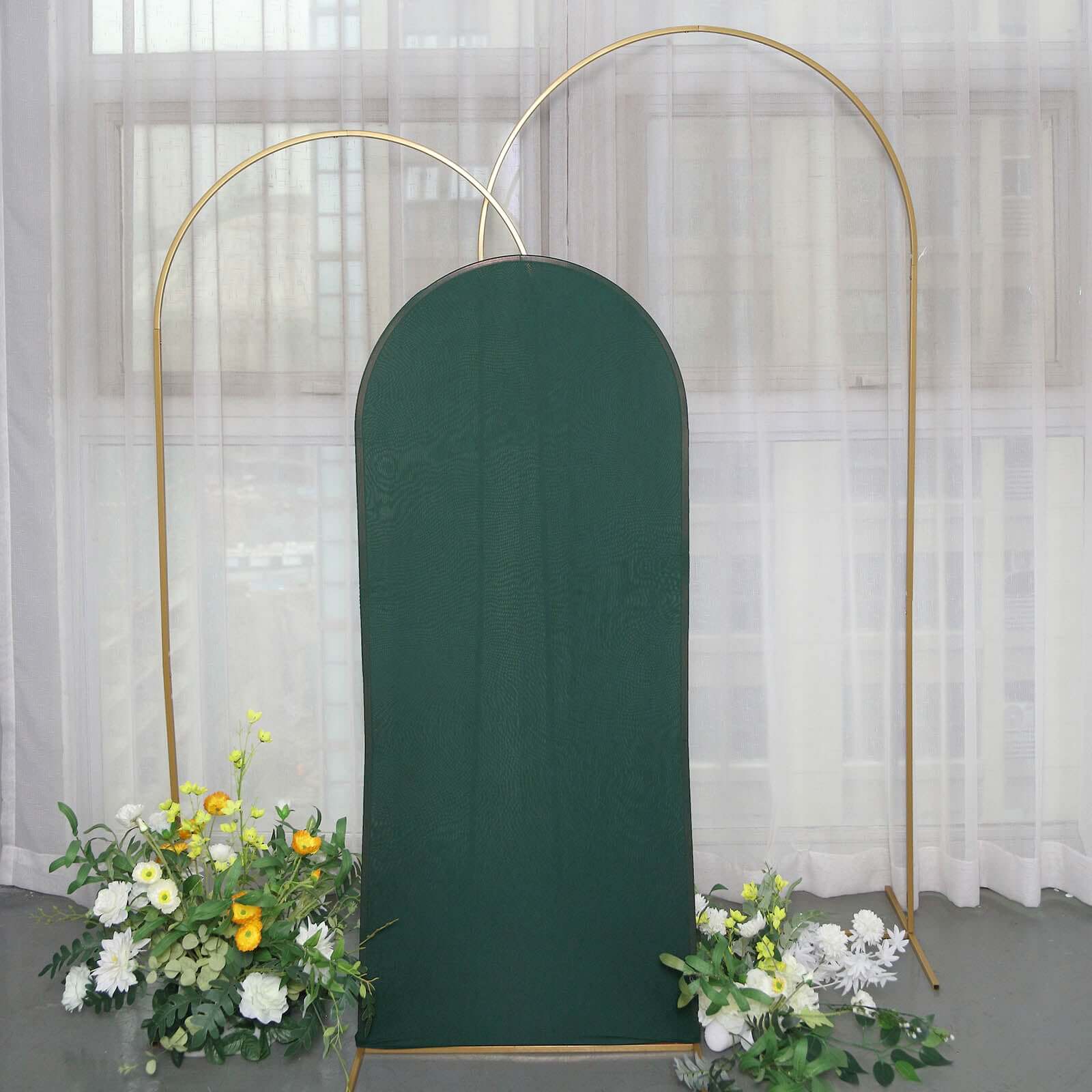 5ft Double - sided Matte Emerald Green Spandex Fitted Cover for Round Top Wedding Arch