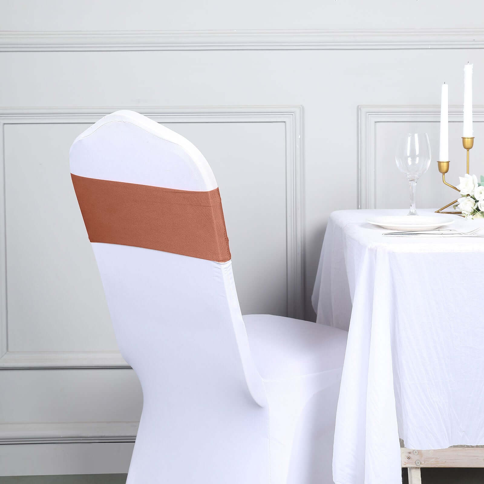 5-Pack Heavy-Duty Stretch Spandex Chair Sashes in Terracotta (Rust) - Ideal for Decorating