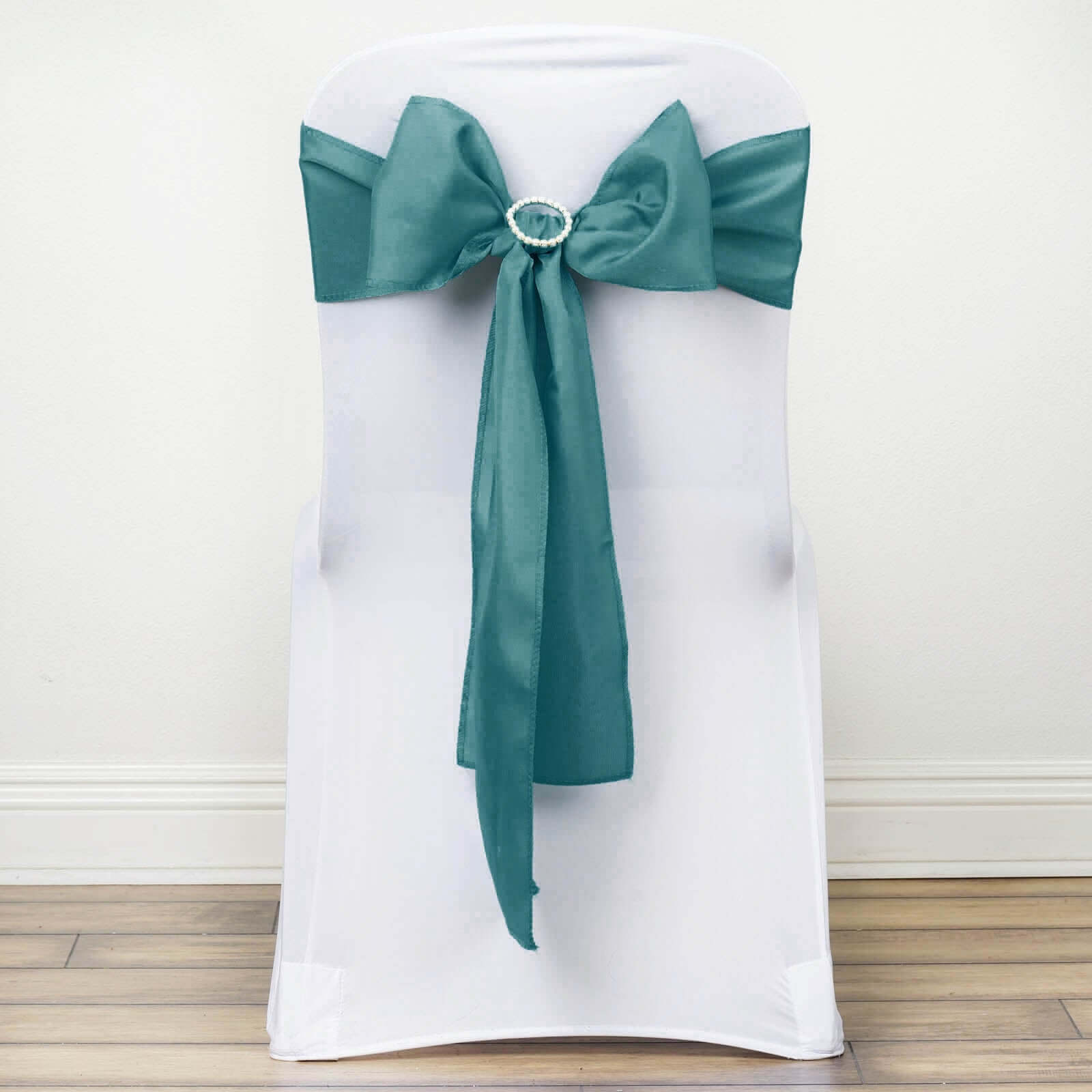 5-Piece Set of Turquoise Polyester Chair Sashes, 6x108 Inches