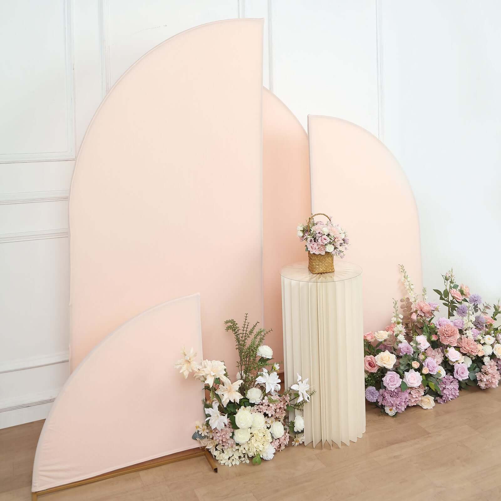 Hot Deal! Custom Fitted Set of 4 Matte Blush Spandex Half Moon Wedding Arch Covers in 4 Sizes