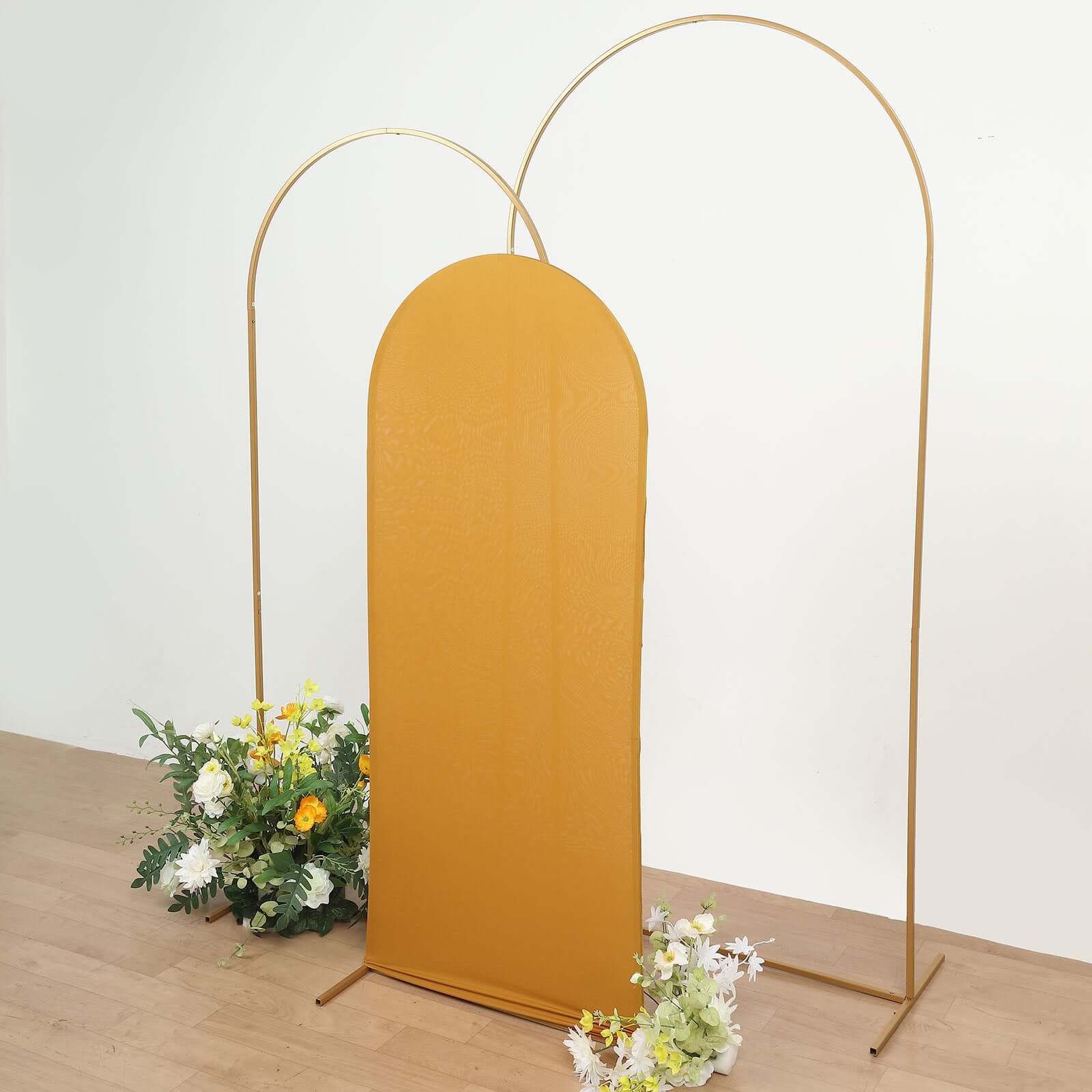 Hot! 5ft Matte Gold Spandex Fitted Cover for Round Top Wedding Arch