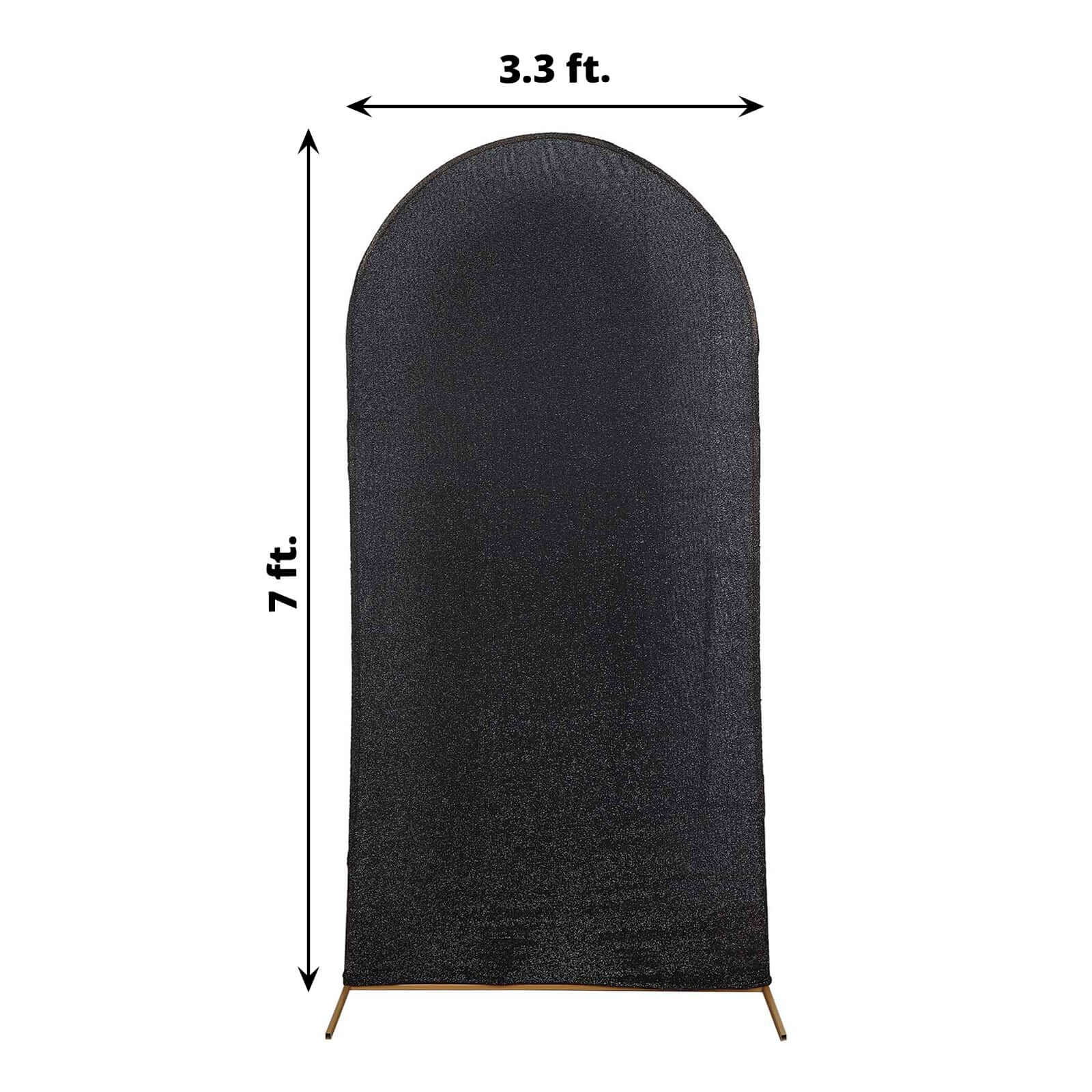 7ft Black Shimmer Tinsel Spandex Cover for Fitted Round - Top Wedding Arch Stand