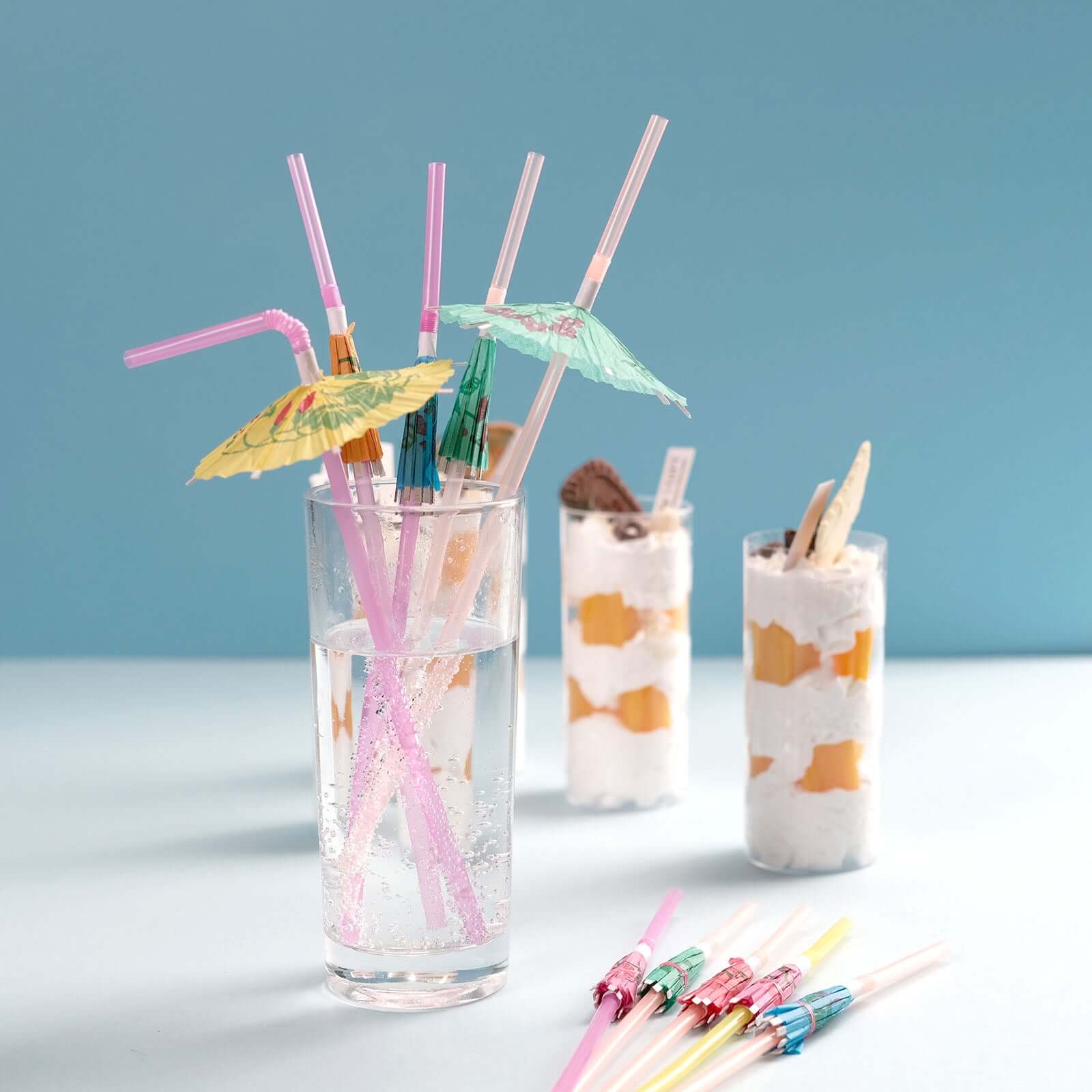50-Pack Multi-Colored Disposable Umbrella Straws - Perfect for Tropical Parties