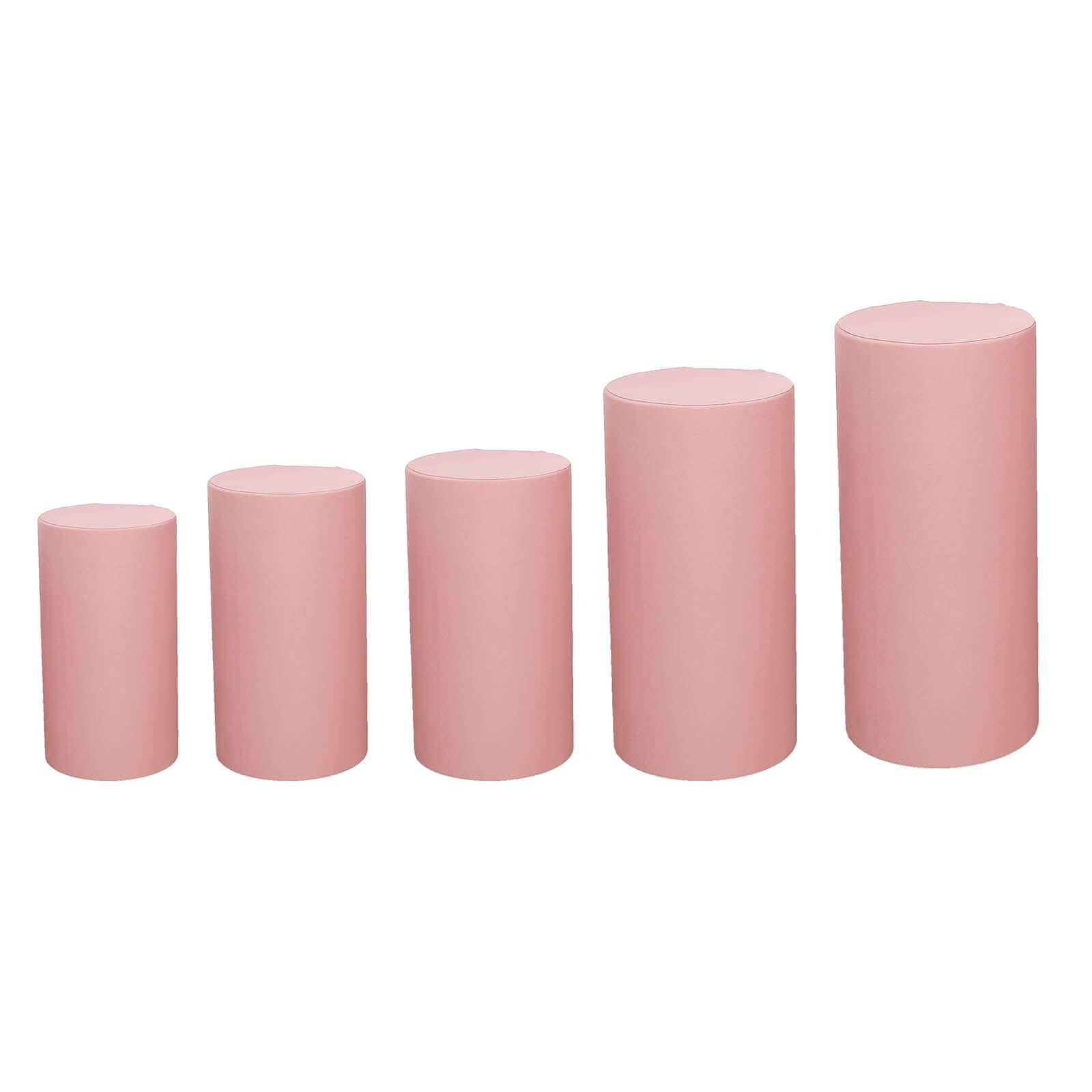 Hot Deal! Set of 5 Stretchable Dusty Rose Spandex Cylinder Pedestal Stand Covers, 160 GSM
