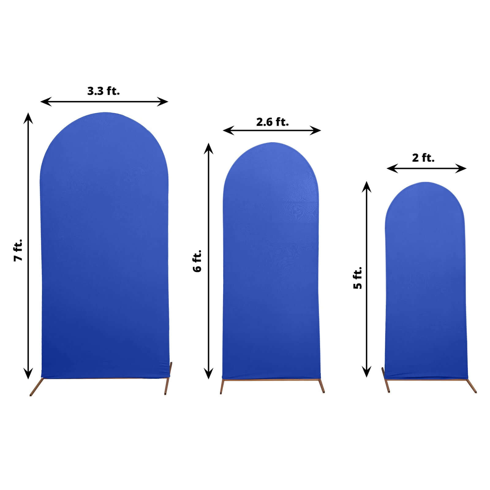 3-Piece Matte Royal Blue Spandex Fitted Covers for Round Top Chiara Wedding Arch - 5ft, 6ft, 7ft