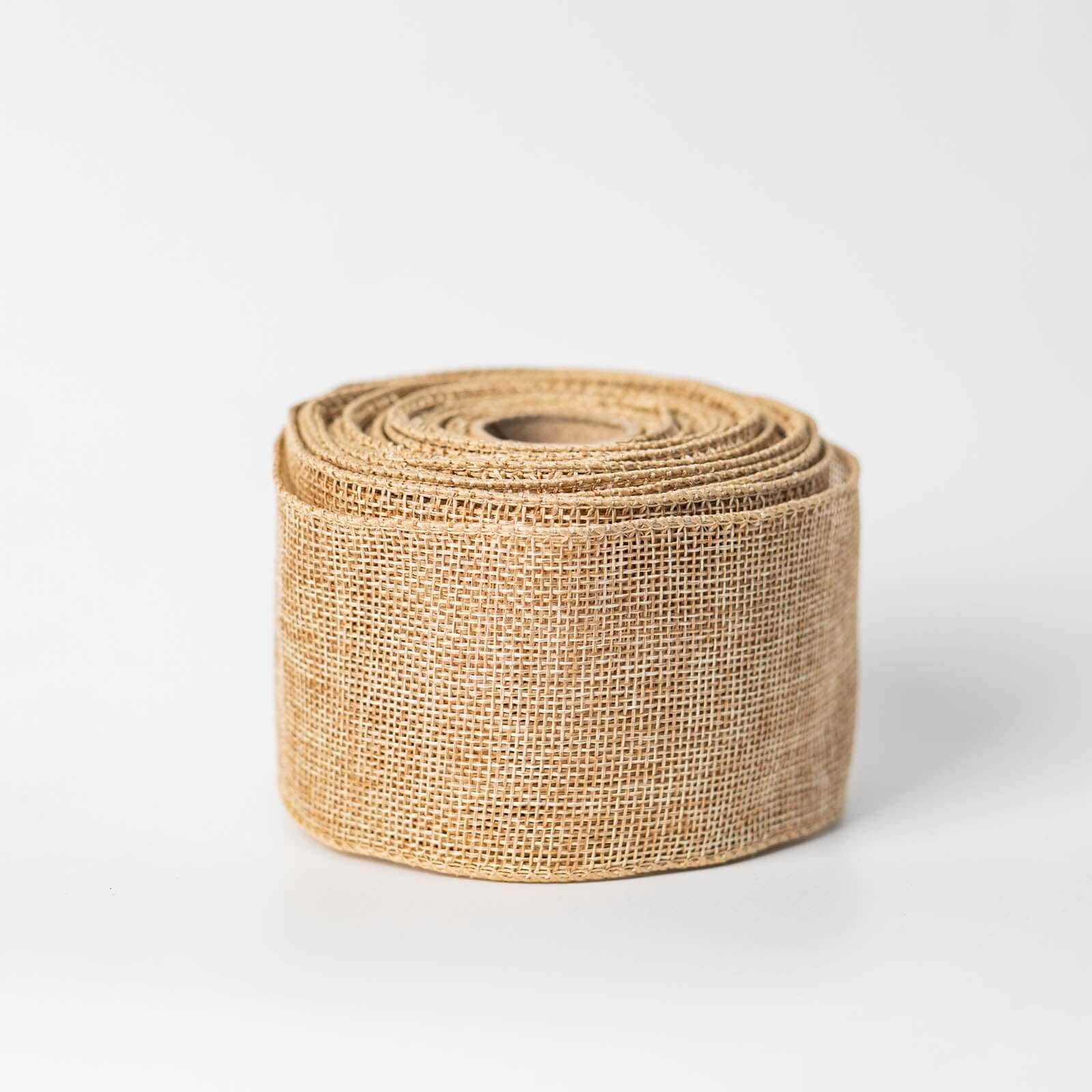 Wholesale 2.5' x 10 Yards Natural Tone Wired Burlap Ribbon - Great Deal!