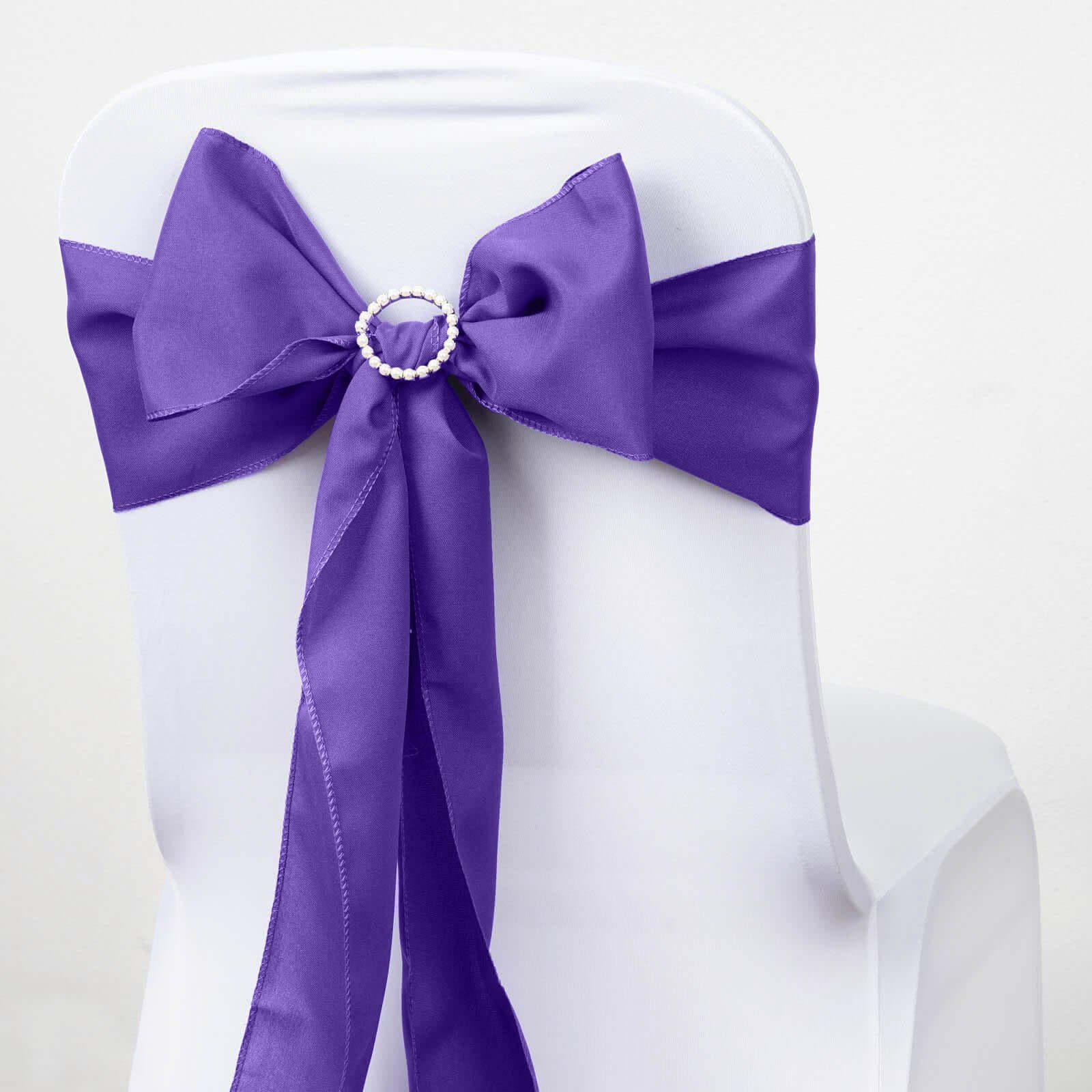 5-Piece Set of Purple Polyester Chair Sashes, 6x108 Inches