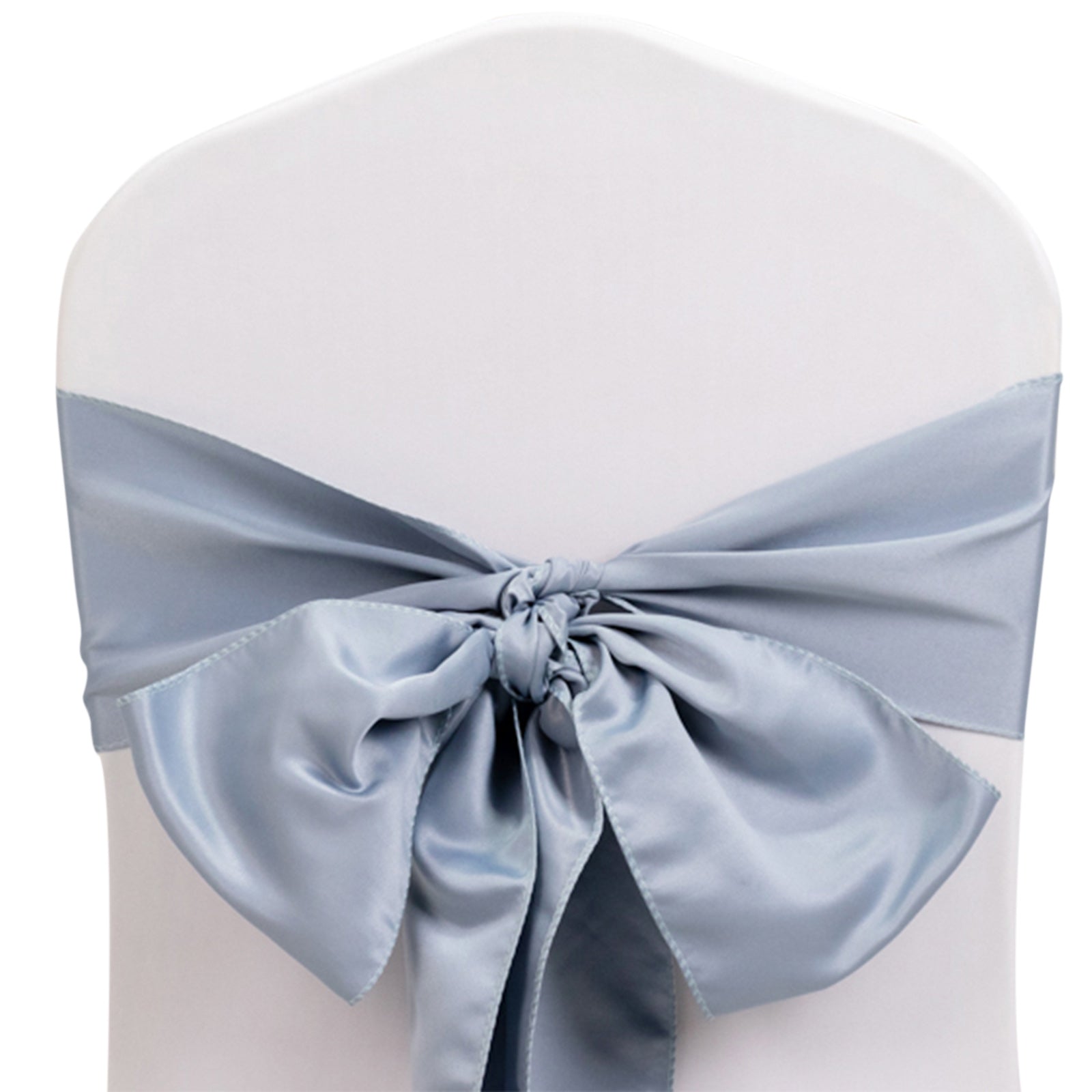 5-Piece Set of Dusty Blue Lamour Satin 6x106 Chair Sashes - Reusable Decorative Bows