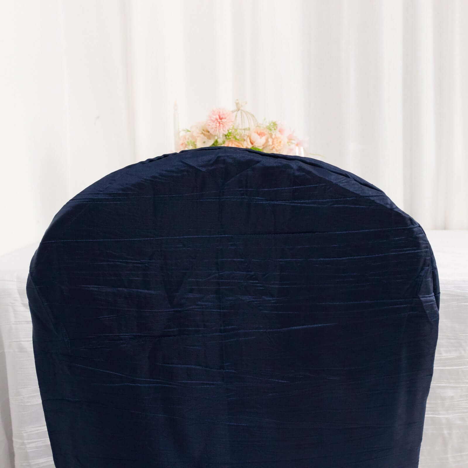 Navy Blue Reusable Crinkle Crushed Taffeta Slipcover for Banquet Chairs - Great Value!