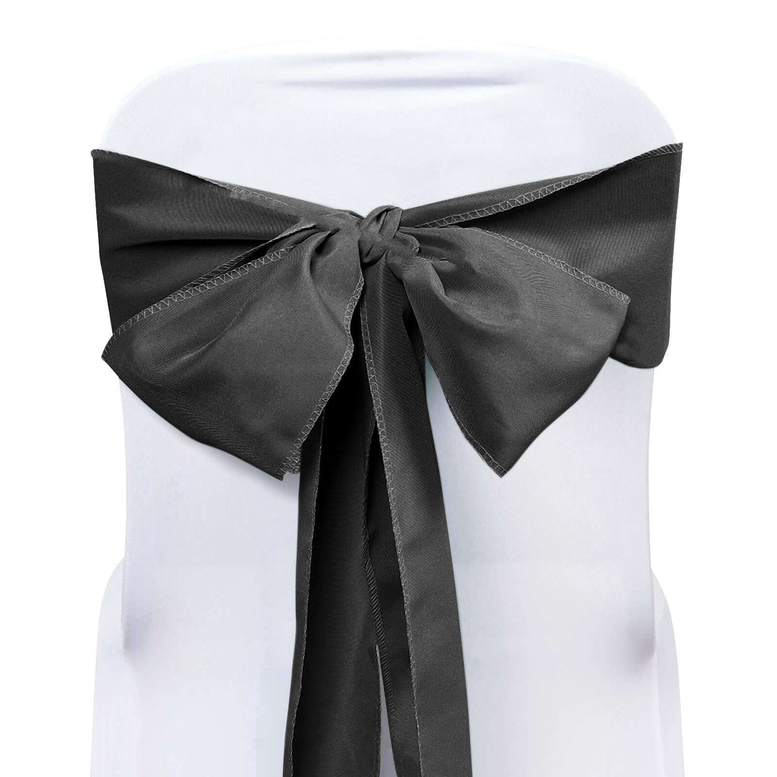 Hot Sale! 5-Piece Set of Charcoal Gray Polyester Chair Sashes, 6x108 Inches