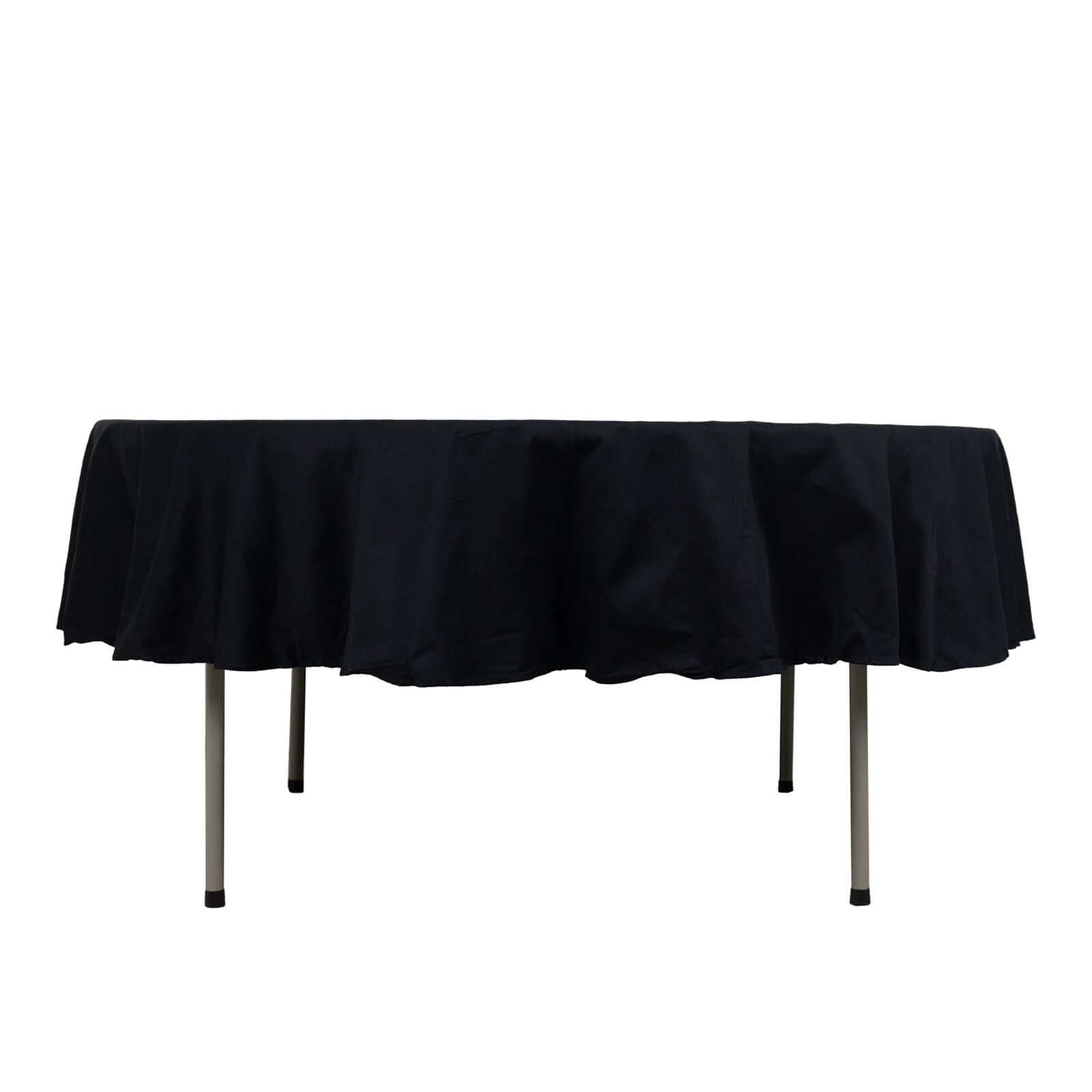 Black 90 Round 100% Cotton Tablecloth - Soft, Breathable & Exquisite