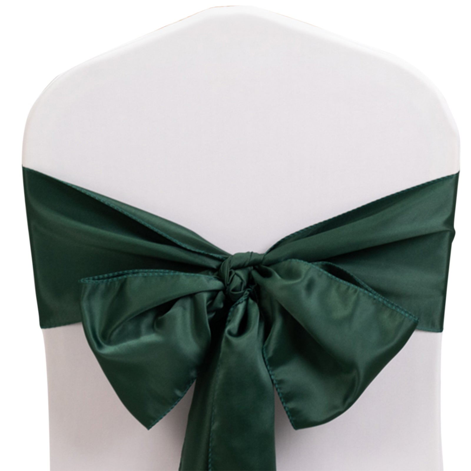 5-Piece Lamour Satin Hunter Emerald Green 6x106 Chair Sashes - Reusable Decorative Bows