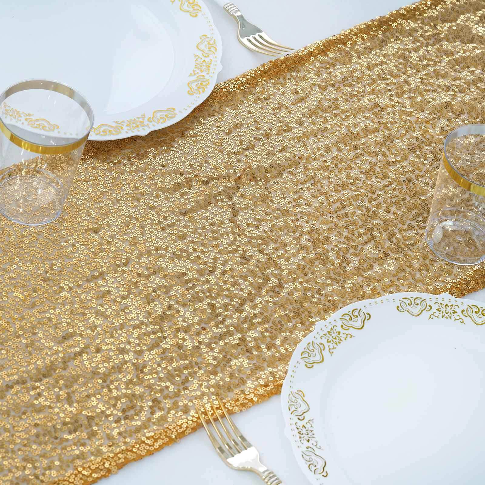 12x108 Gold Sequin Table Runner - Sparkling for Stylish Gatherings