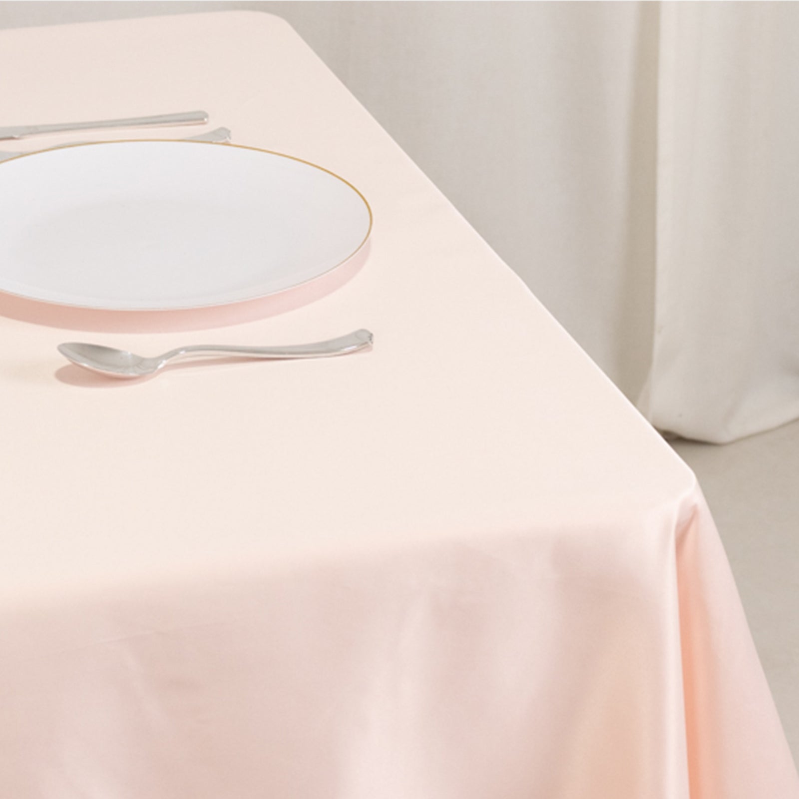 Blush Lamour Satin 54x54 Square Table Overlay - Durable & Silk - like Table Cover, Ideal for Events