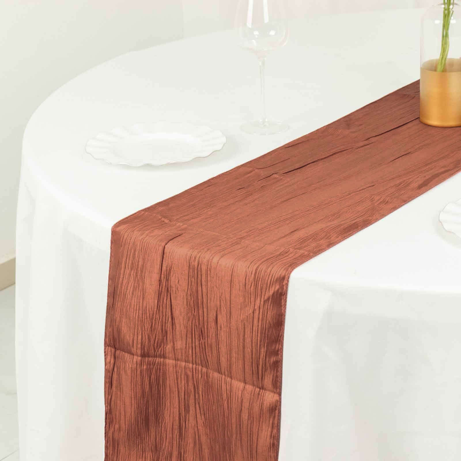 Hot Deal! Terracotta Accordion Crinkle Taffeta 12x108 Table Runner