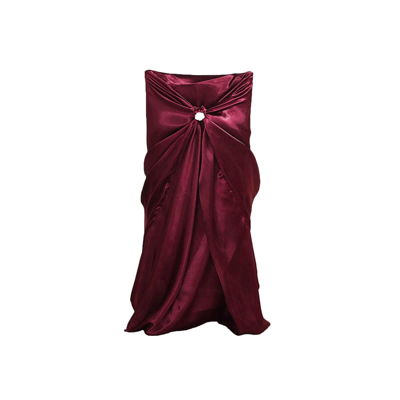 Burgundy Satin Self-Tie Chair Cover - Universal Design for Folding, Dining & Banquet Chairs