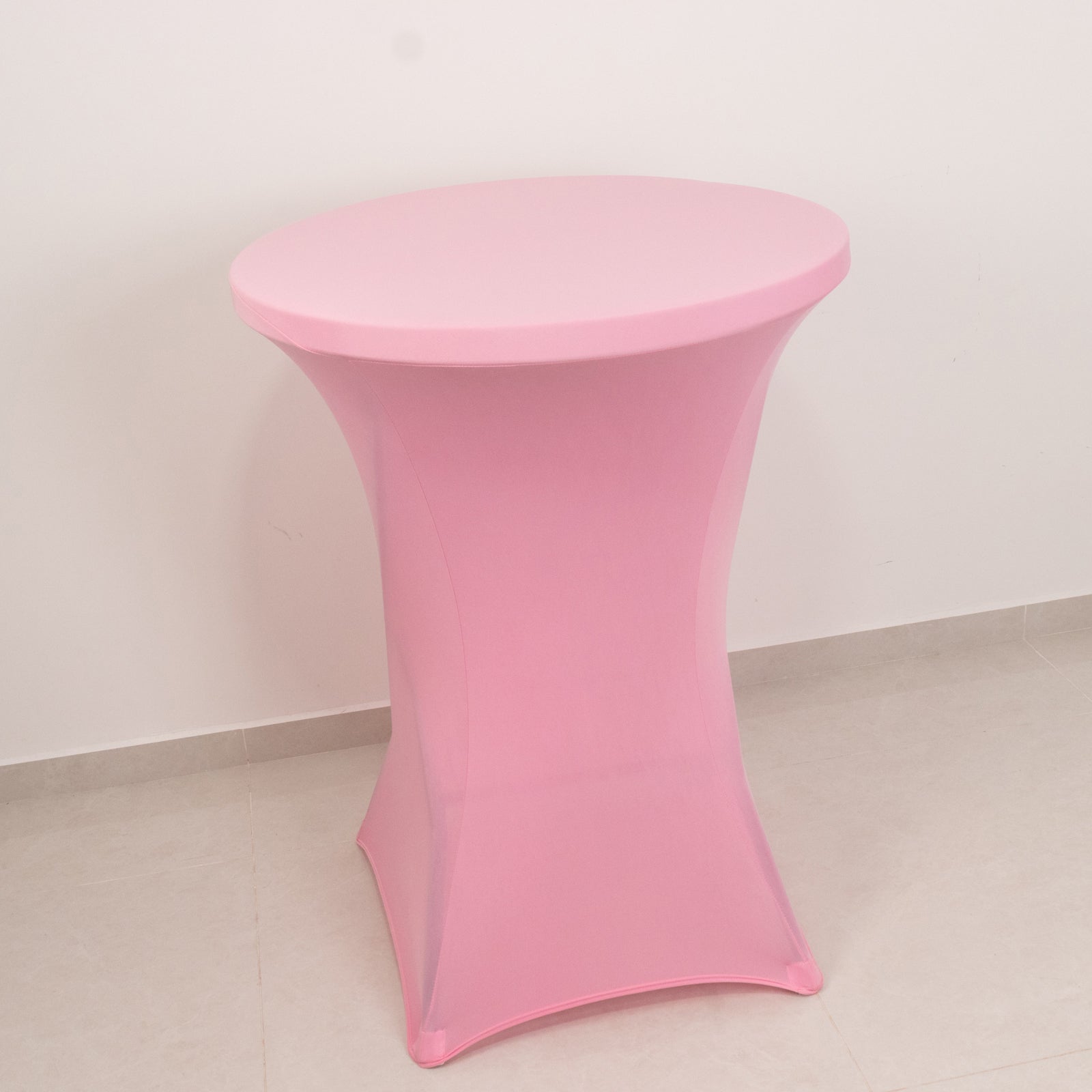 Pink Spandex Stretch Fitted Cocktail Table Cover - Easy Maintenance for 24-32