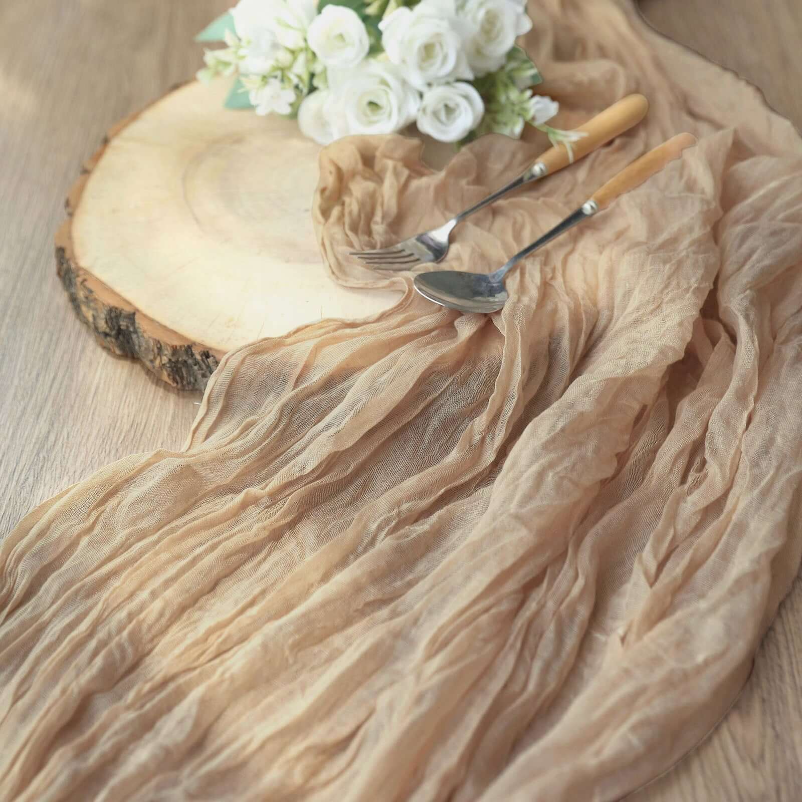 Hot! 10ft Beige Gauze Cheesecloth Table Runner - Rustic Boho Style