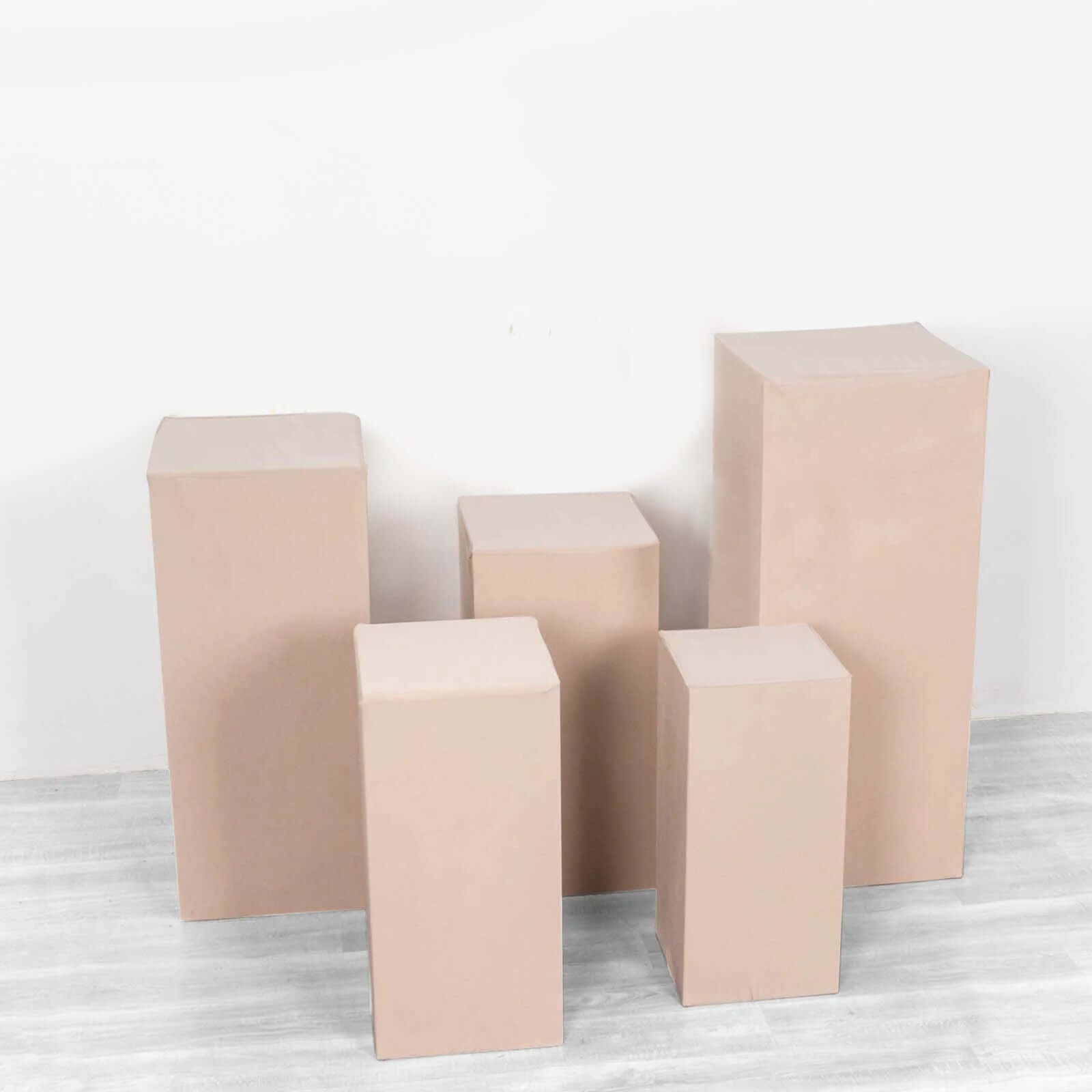 5-Piece Set of Stretchable Nude Spandex Rectangle Pedestal Stand Covers - 160 GSM
