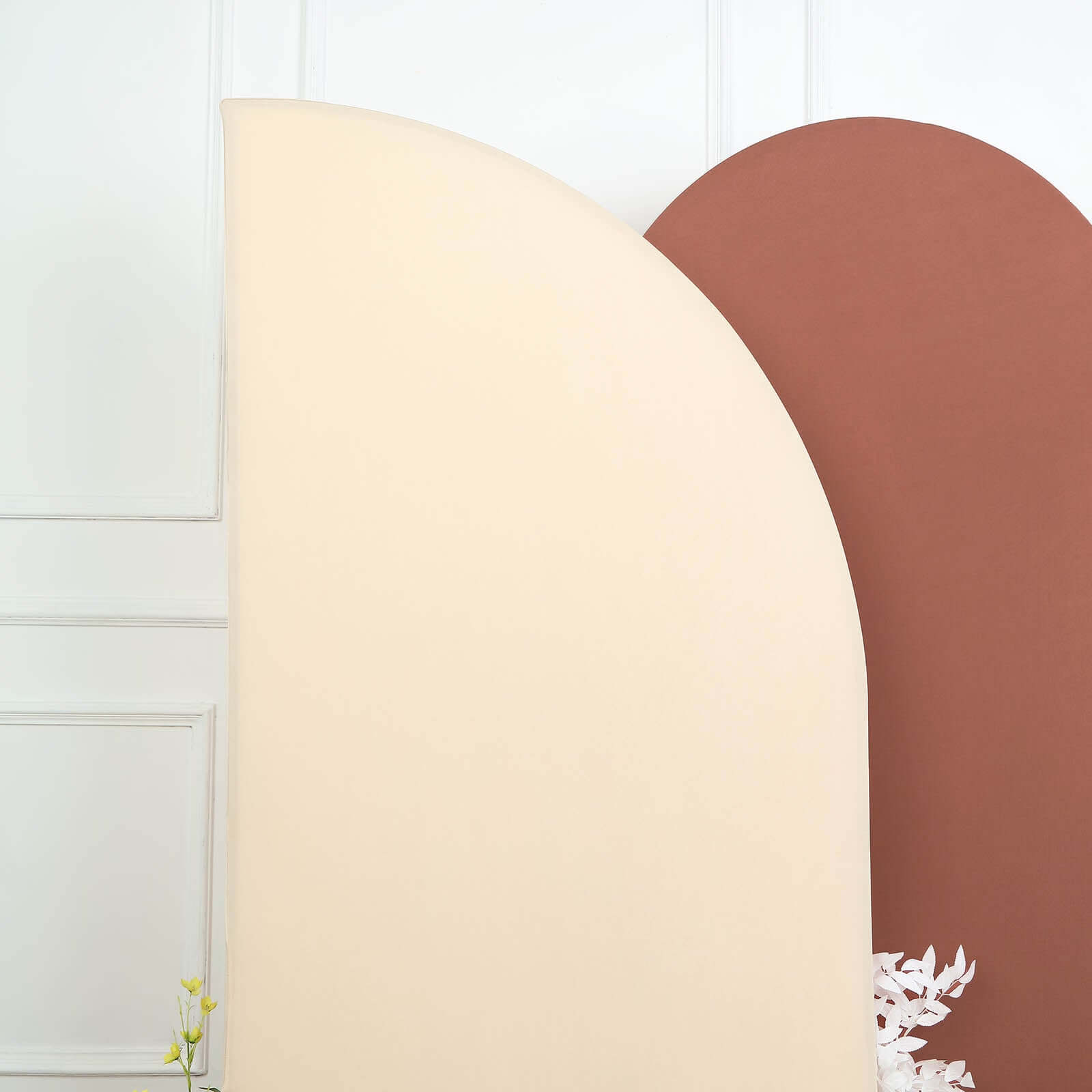Hot Sale! 7ft Matte Beige Spandex Custom-Fitted Half Moon Wedding Arch Backdrop Stand Cover