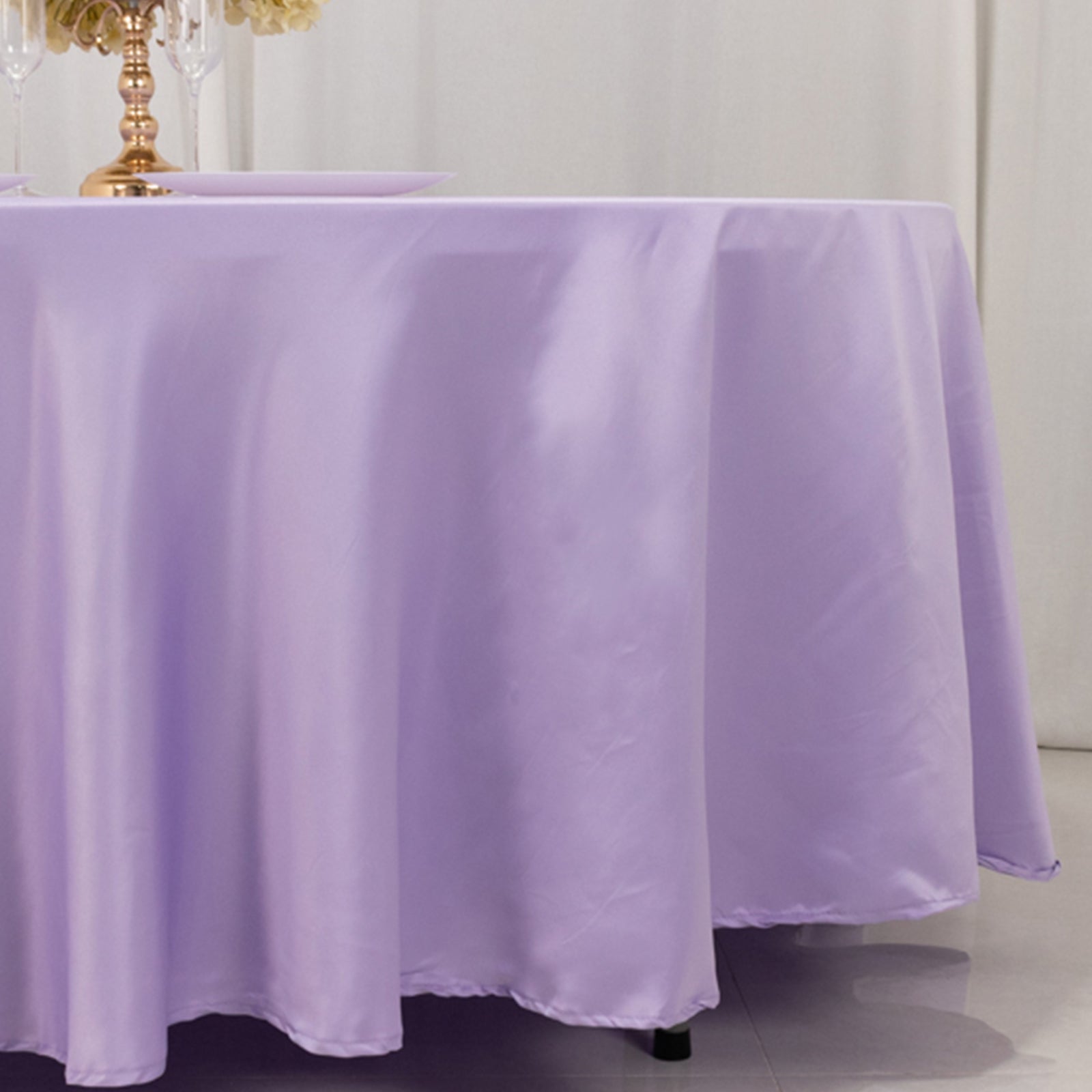 Premium Lavender Lilac Lamour Satin 108-Inch Round Tablecloth - Durable & Silk-Like Cover