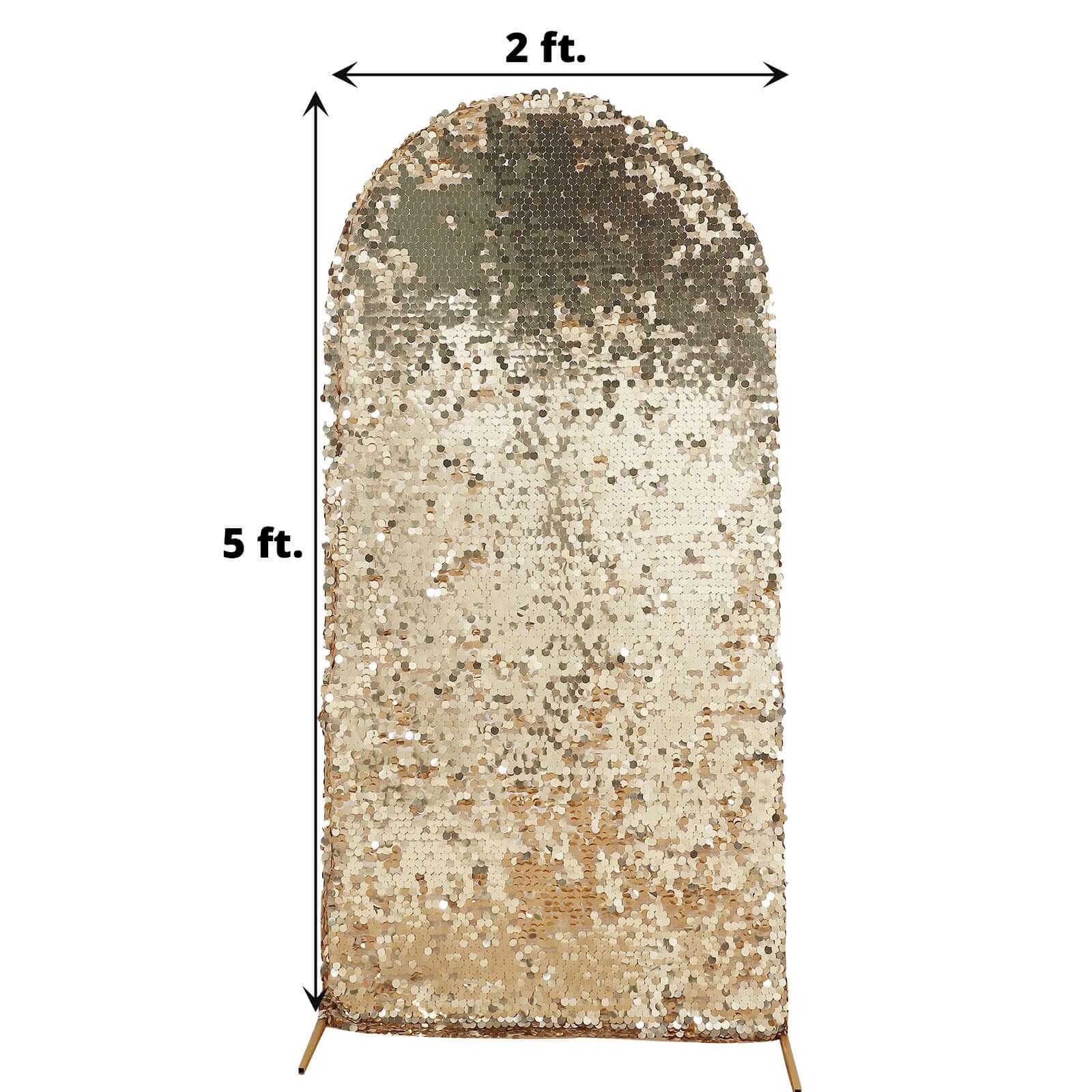 Sparkly 5ft Champagne Double-Sided Sequin Backdrop Cover for Wedding Arch - Perfect Decor!