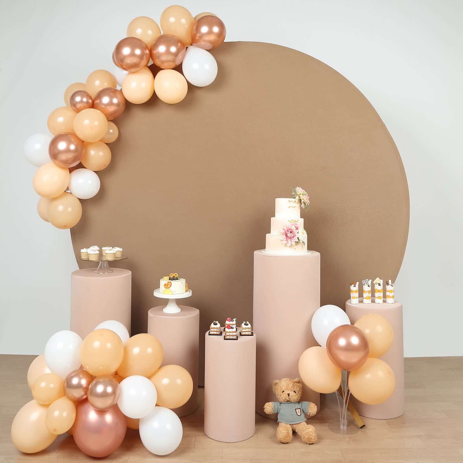Amazing Deal! Set of 5 Nude Stretchable Spandex Cylinder Pedestal Stand Covers, 160 GSM