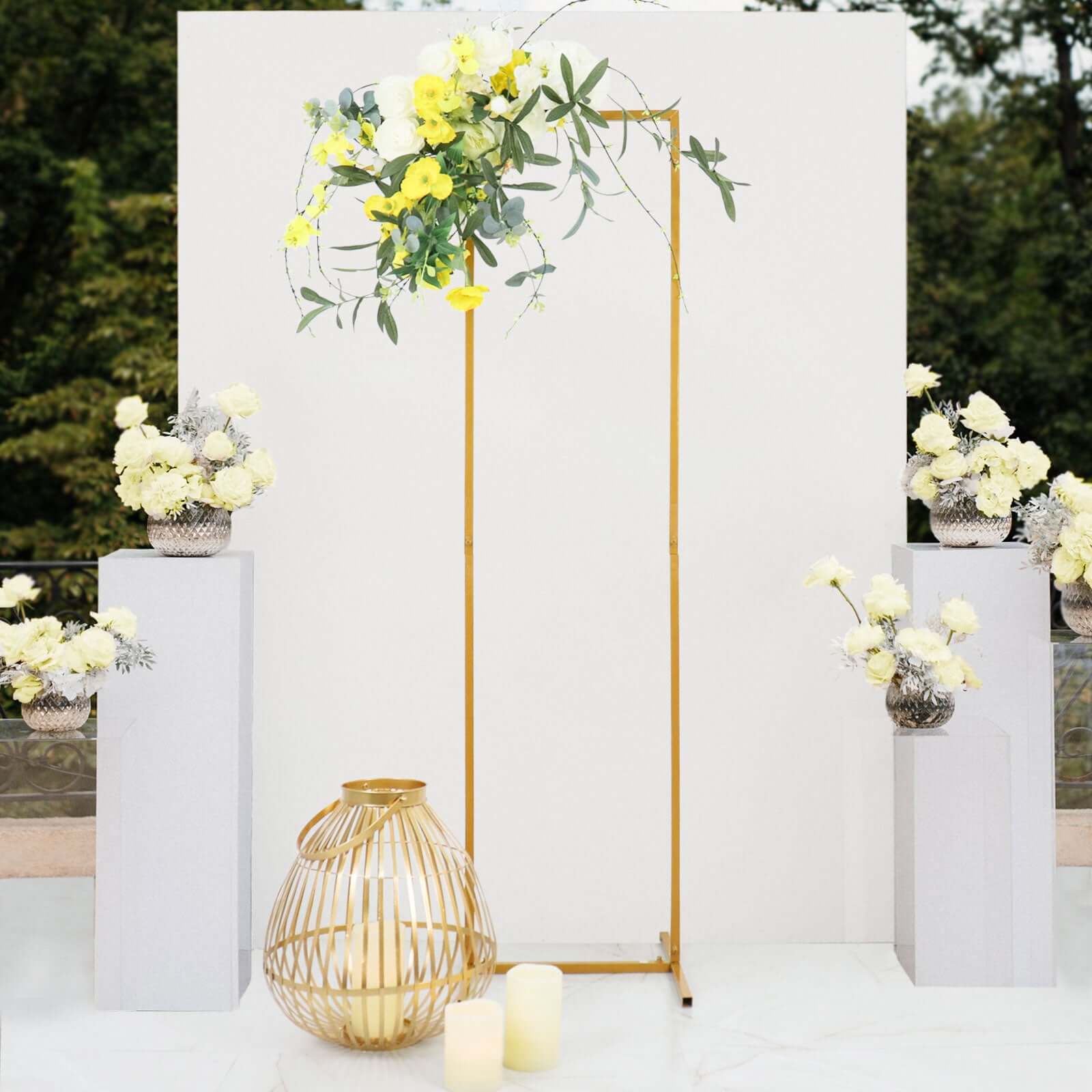 Discount! 4.5ft Slim Gold Metal Rectangular Wedding Arch Backdrop Stand for Floral Display