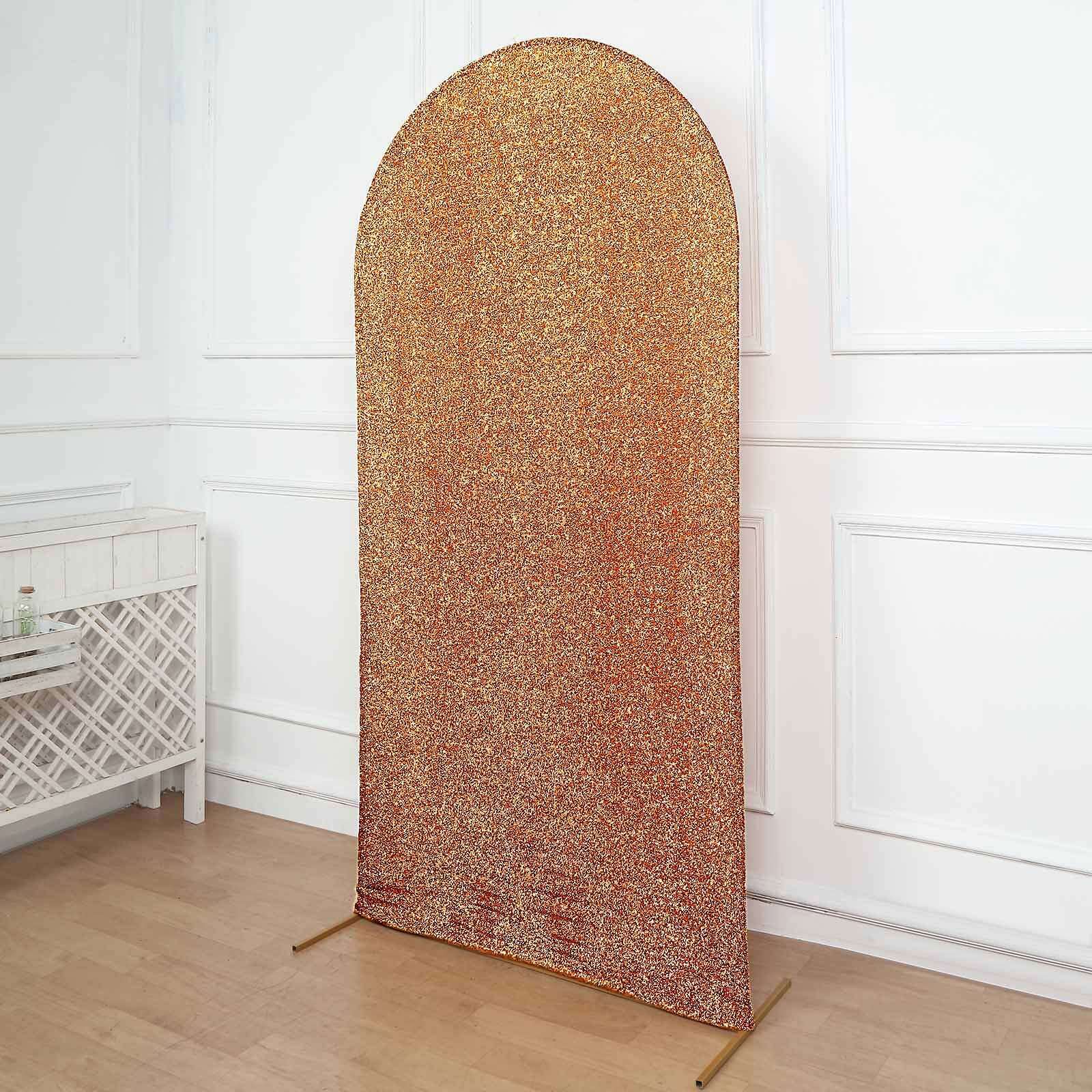 Hot Sale! 7ft Antique Gold Shimmer Tinsel Spandex Cover for Round Top Wedding Arch