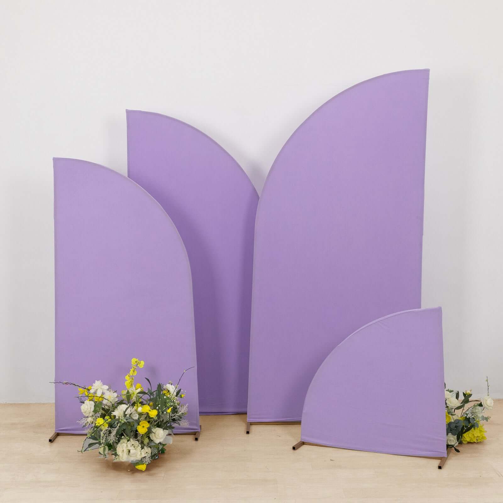 Custom-Fitted Matte Lavender Lilac Spandex Wedding Arch Covers Set of 4 - 2.5ft, 5ft, 6ft, 7ft