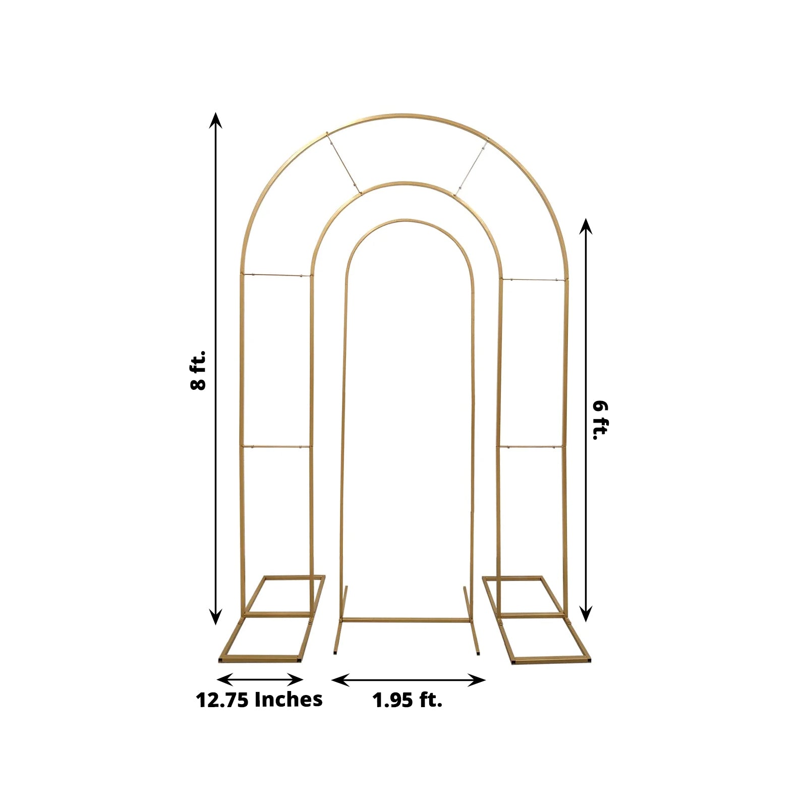 Get 2 Gold Metal Round Top Wedding Arches - 6ft & 8ft, Ideal for Ceremonies