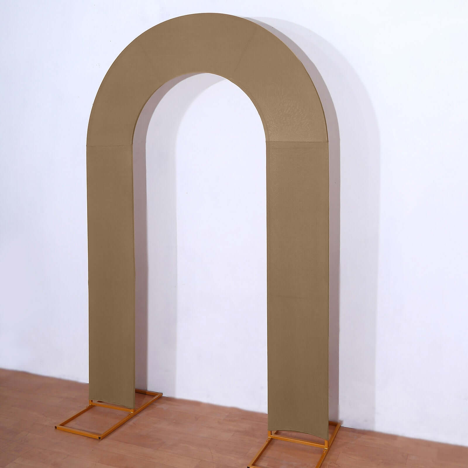 Premium 8ft Taupe Spandex U-Shaped Fitted Wedding Arch Cover - Ideal for Events