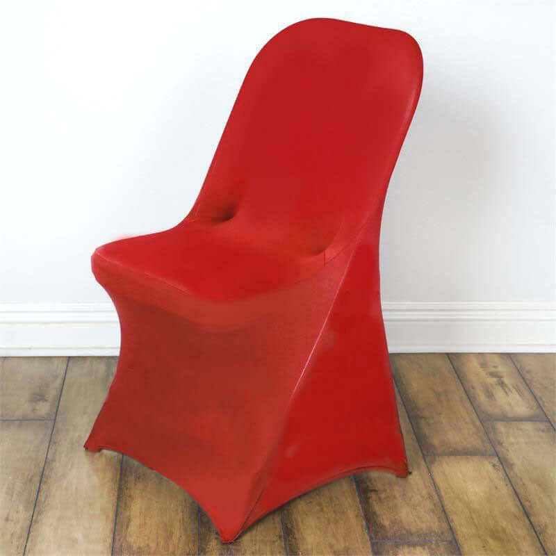 Reusable & Wrinkle-Resistant 160GSM Red Stretch Spandex Slipcover for Folding Chairs